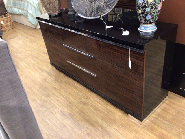 Alf Brown Lacquered Triple Dresser with Mirror - Modern Bedroom Furniture for Storage & Organization - Perfect for Master Bedroom, Guest Room or Dorm Decor