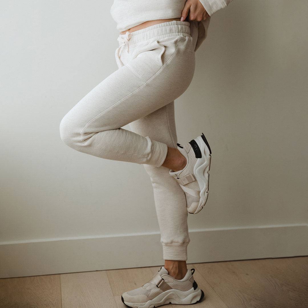 Comfortable At Ease Joggers for Women & Men - Soft Birch Color Casual Lounge Pants - Perfect for Yoga, Running, and Relaxing at Home