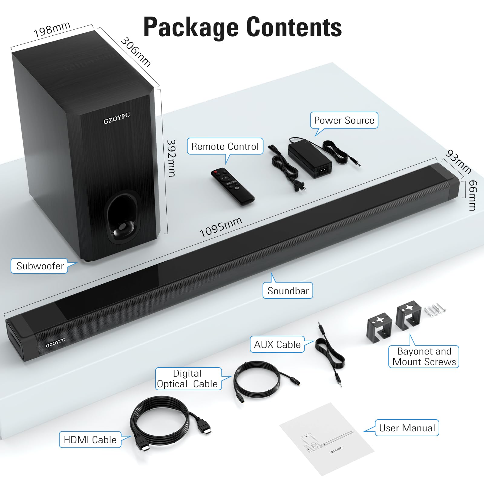 3.1 Channel 160W Sound Bar with Wireless Subwoofer - 5.0 Bluetooth Soundbar for Smart TV with Bass Reflex Technology | HDMI-ARC/Optical/AUX Connectivity | Easy Setup for Home Theater, Gaming & Movie Nights - Crystal Clear Audio for Living Room & Home Office Use
