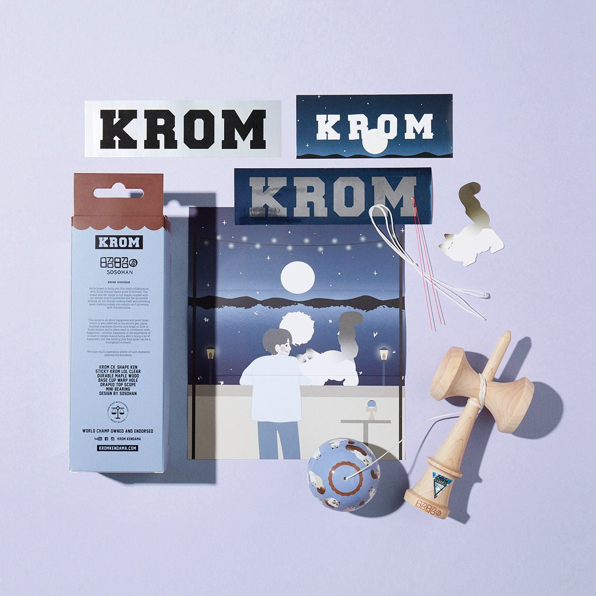 Krom Sosohan Cat Signature Kendama - Traditional Japanese Skill Toy for Kids & Adults - Perfect for Stress Relief, Hand-Eye Coordination & Fun Indoor/Outdoor Play