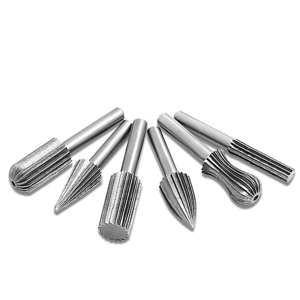 6-Piece Rotary Cutting Burr Set - 6mm Round Shank Grinder Bits for Woodworking, Metal Carving & DIY Projects - Perfect for Engraving, Shaping & Detail Work on Wood, Plastic & Soft Metals