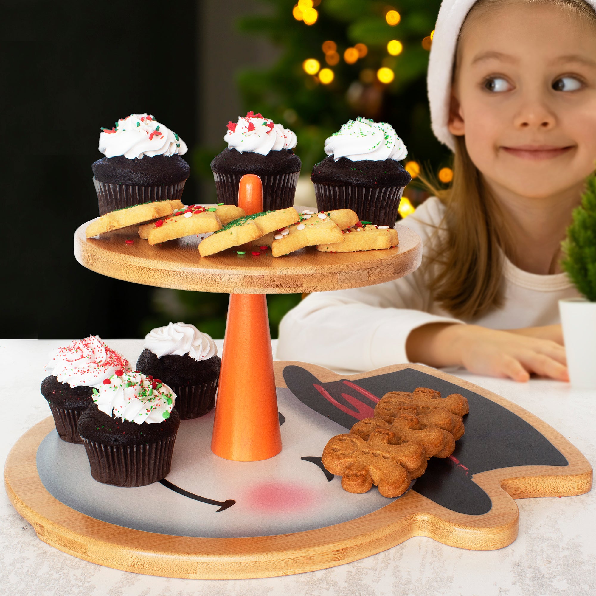 2-Tier Snowman Cupcake Stand for Christmas Desserts - Perfect for Holiday Parties & Baking Displays
