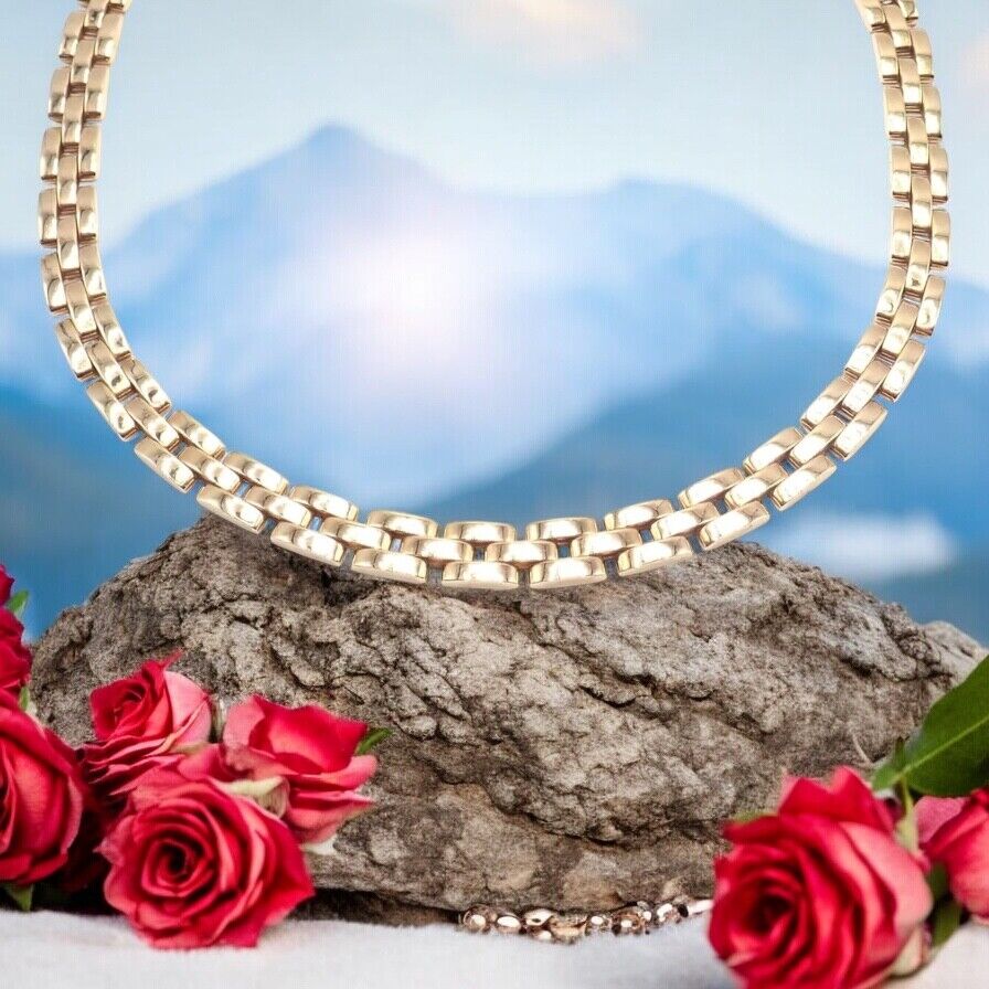 Authentic Cartier 3 Row Maillon Panther Panthere 18k Yellow Gold Link Necklace | Luxury Jewelry for Women | Perfect for Weddings, Parties & Special Occasions