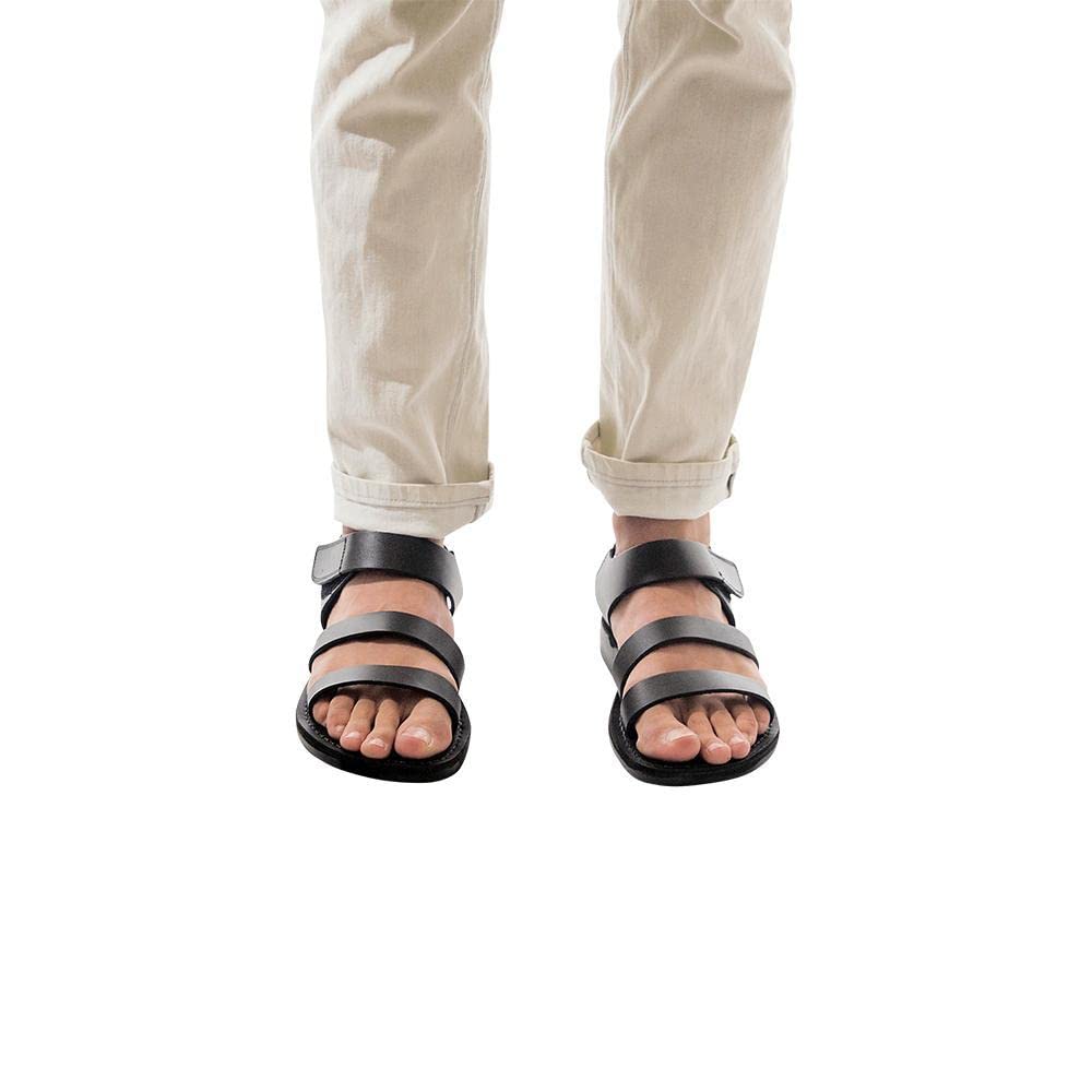 **Men's Leather Velcro Strap Sandals - Comfortable Adjustable Slip-On Casual Shoes for Walking, Beach & Outdoor Activities**