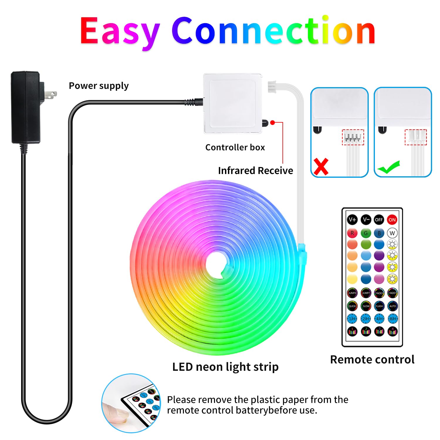 32.8ft LED Neon Strip Lights with Remote & APP Control, IP65 Waterproof RGB Rope Lights for Indoor/Outdoor Decor - Perfect for Bedroom, Party, Bar, Wedding, and Garden Lighting