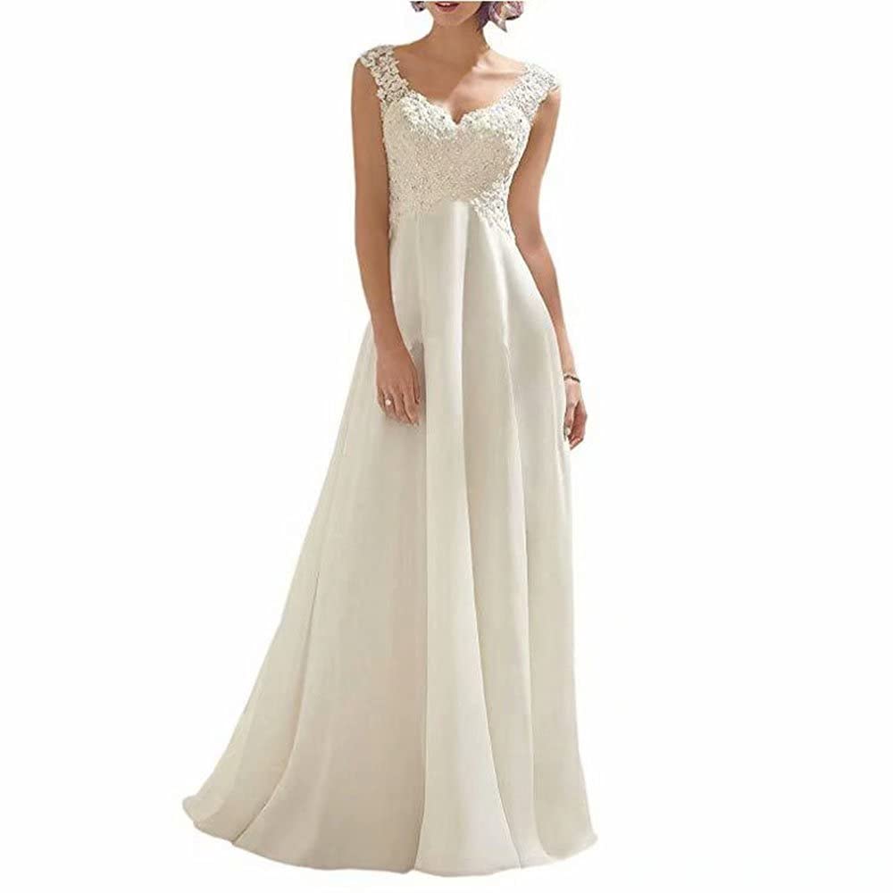 2021 Women's Boho Lace Beach Wedding Dress - A-Line V-Neck Summer Bridal Gown for Outdoor Ceremonies & Destination Weddings