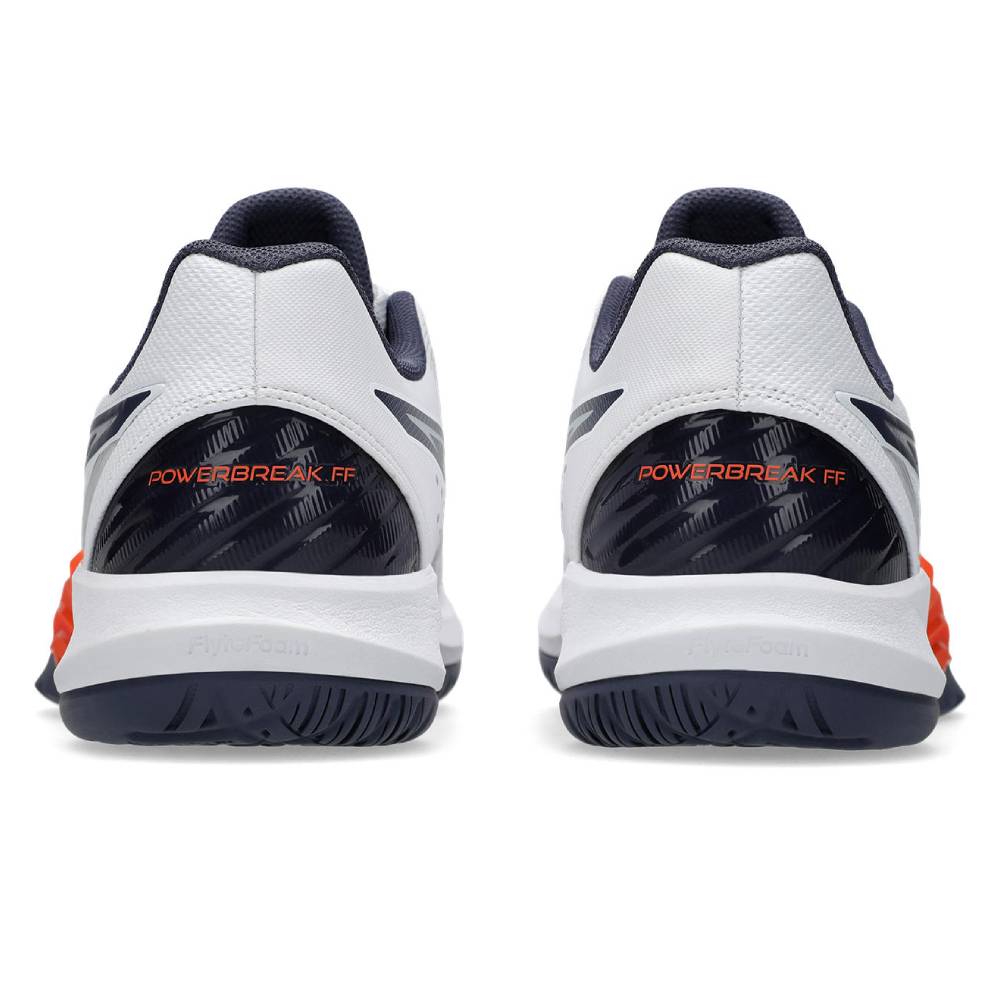ASICS Powerbreak FF Men's Indoor Court Shoes - White/Nova Orange - Volleyball, Badminton & Squash Court Shoes for Men - Lightweight & Supportive Athletic Footwear