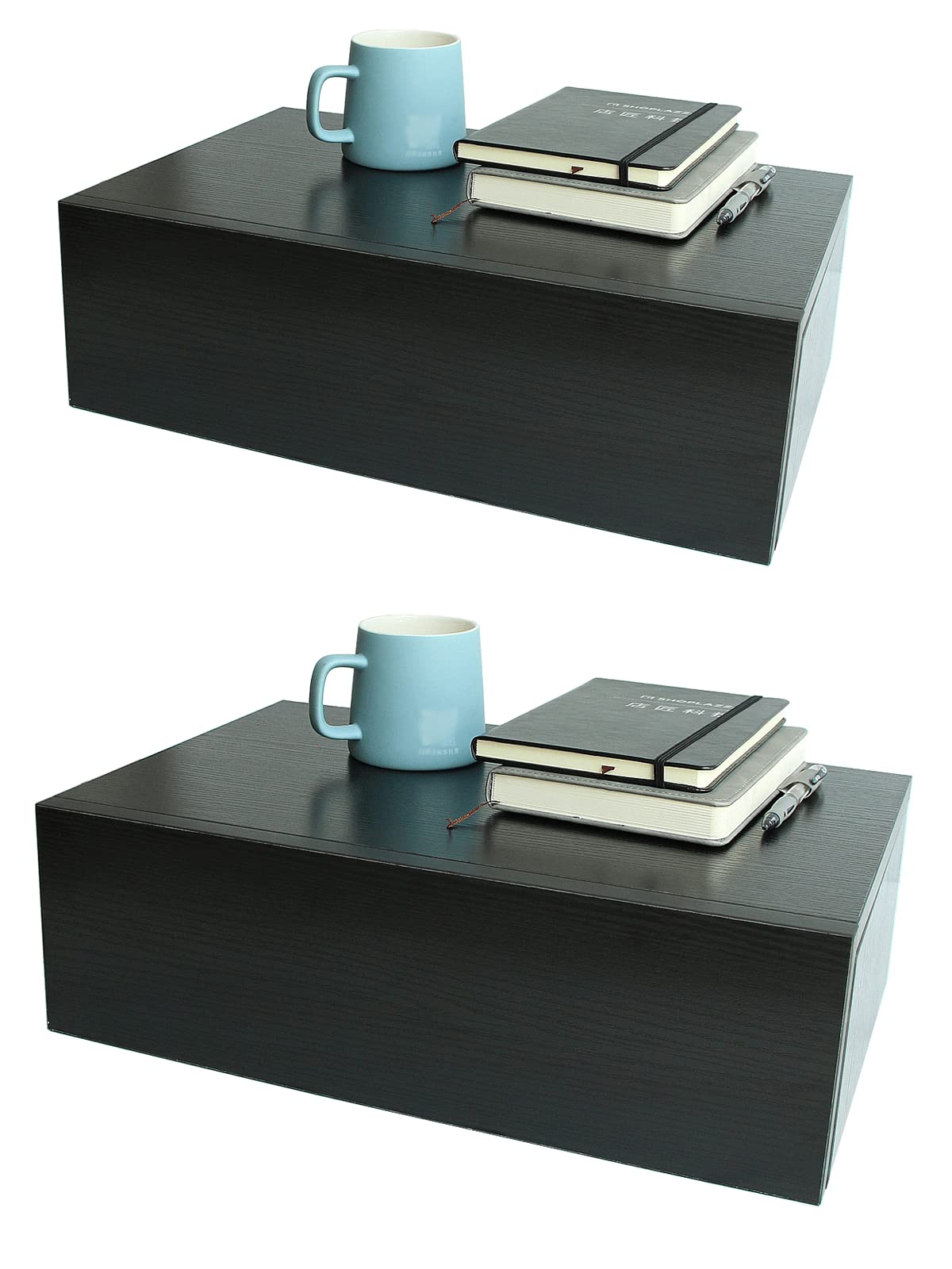 Floating Nightstand with Drawer - Wall Mounted Bedside Shelf - Modern Air Suspended Side Table for Small Spaces (Black, 1-Pack) - Perfect for Bedrooms, Living Rooms & Studio Apartments