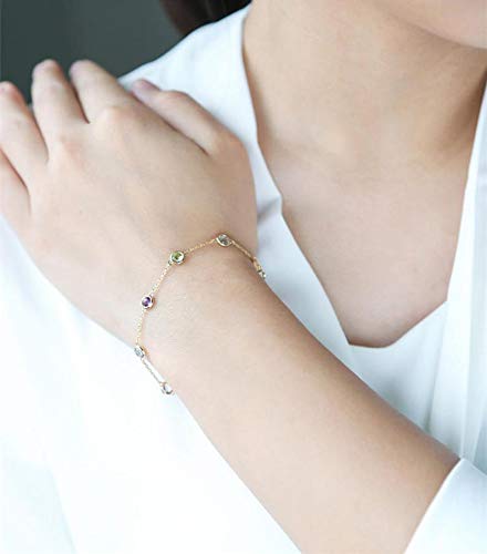 18K Solid Gold Multi-Gem Bracelet & Anklet - Anniversary & Wedding Jewelry Gift - Rose, Yellow & White Gold Options - Bulk Wholesale Available - Perfect for Bridal Shower, Engagement & Romantic Occasions