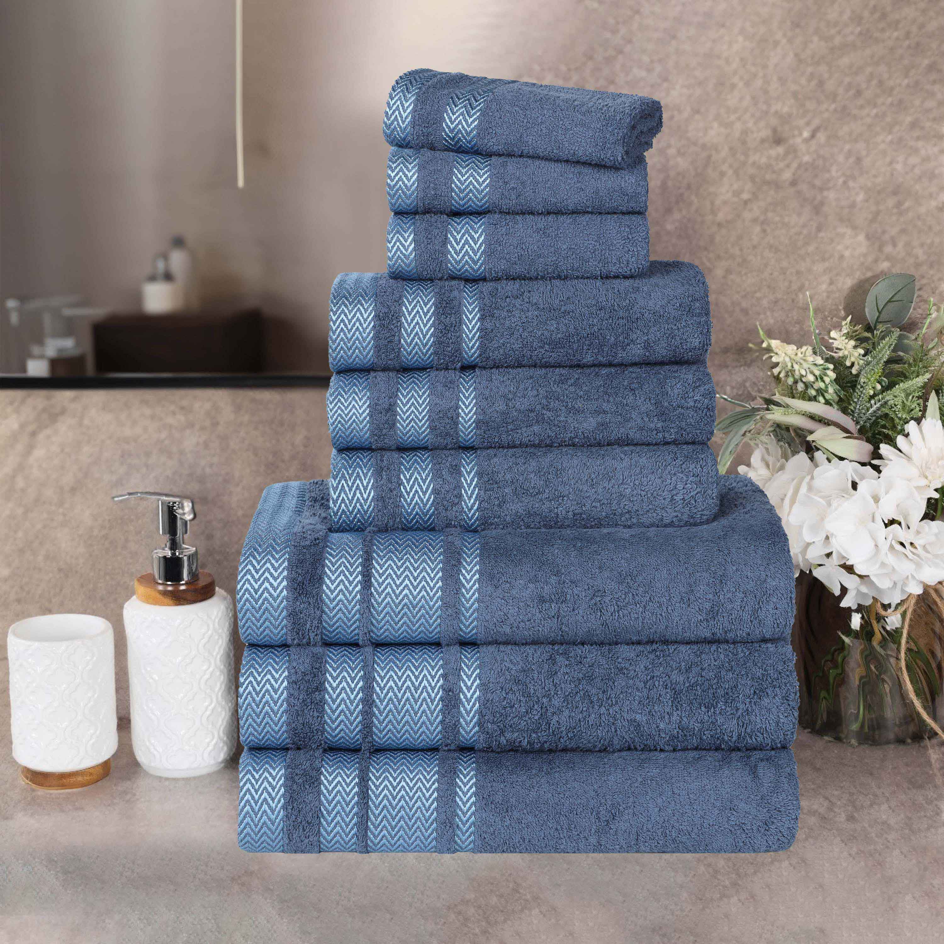 Premium 9-Piece Cotton Towel Set - Medium Weight, Soft & Absorbent Bath Towels for Spa, Gym, and Everyday Use - Hays Brand