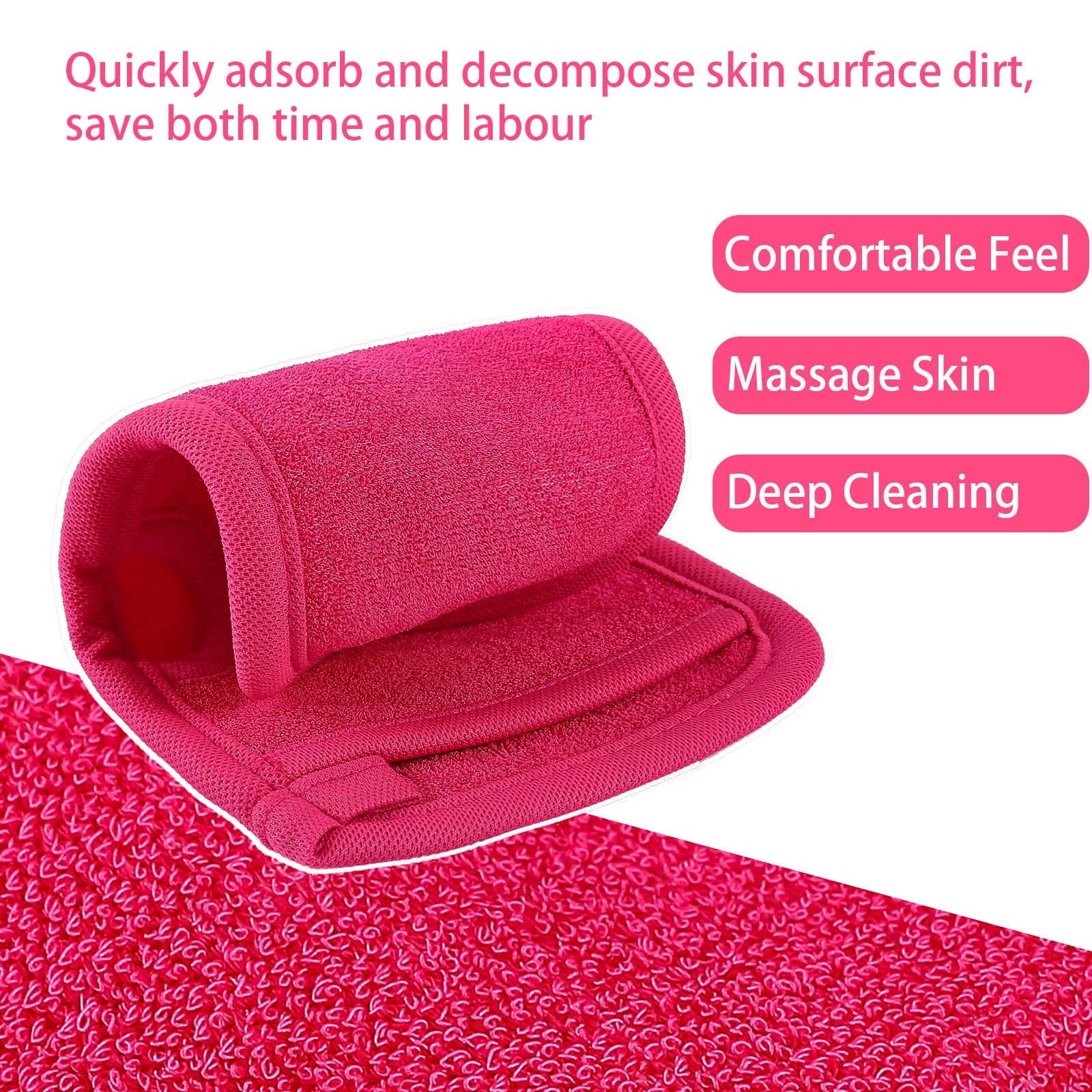 Exfoliating Body Scrub Gloves for Men & Women - Rose Red Dead Skin Remover for Body & Face - Shower Exfoliator for Smooth Skin - Perfect for Spa, Dry Brushing & At-Home Skincare Routine