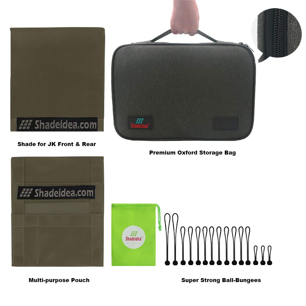 Jeep Wrangler JK Sun Shade Top (2007-2018) - Soft Mesh Roof Cover for 2 Door Models | UV Protection & Wind Noise Reduction | Tank Green Color | 10 Year Warranty | Perfect for Off-Roading, Beach Trips & Summer Driving