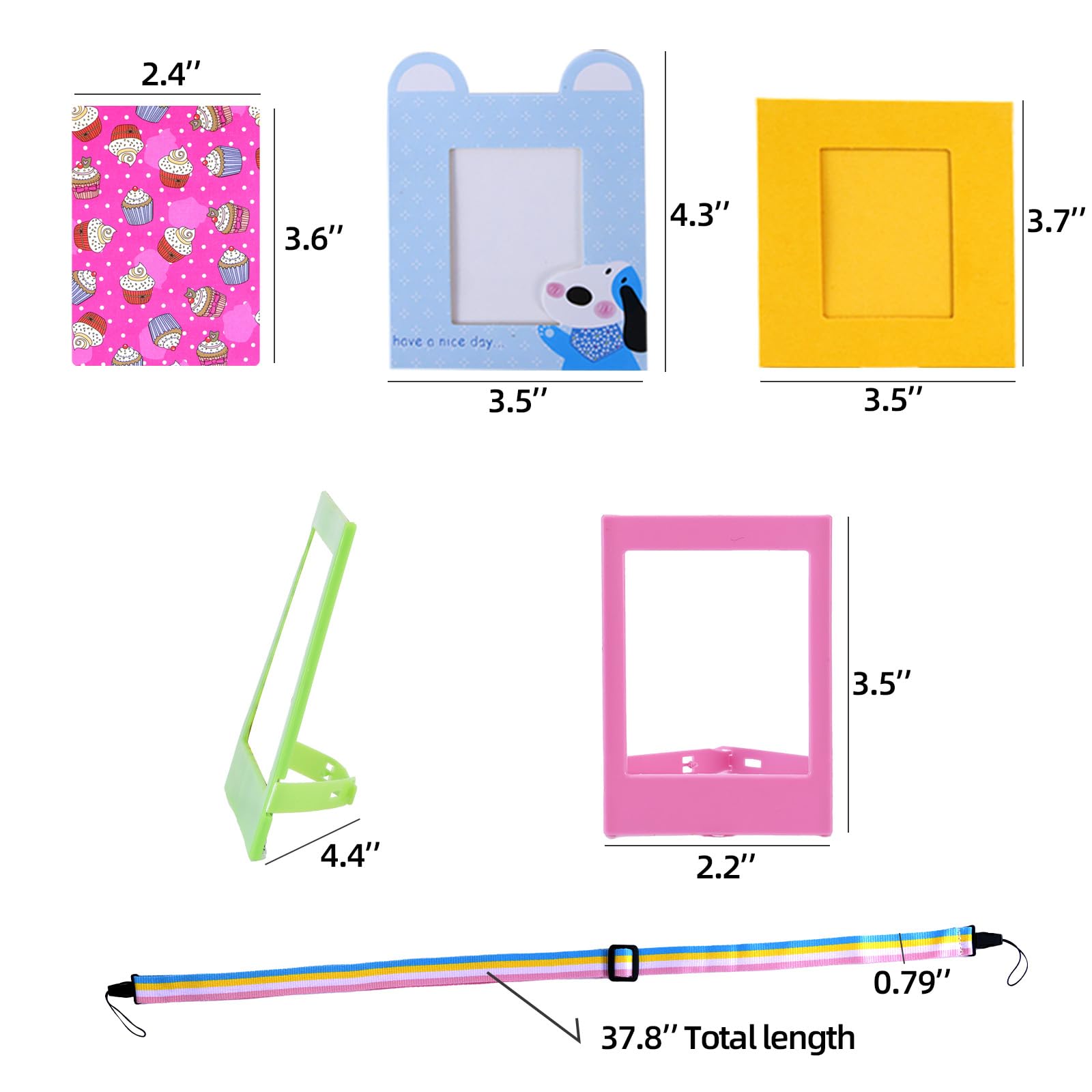 Fujifilm Instax Mini 9/8/11/12/70/90 Camera Accessories Bundle - Mini Photo Album, Film Frames, Wall Hanging Frames & Border Stickers (Blue) - Perfect for Scrapbooking, Home Decor & Instant Photo Gifts
