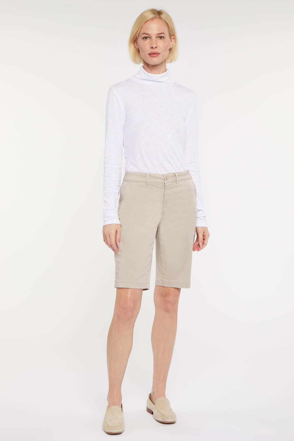 Petite Bermuda Shorts with Feather Trim - Stylish & Comfortable Summer Shorts for Women | Perfect for Beach, Vacation & Casual Outings