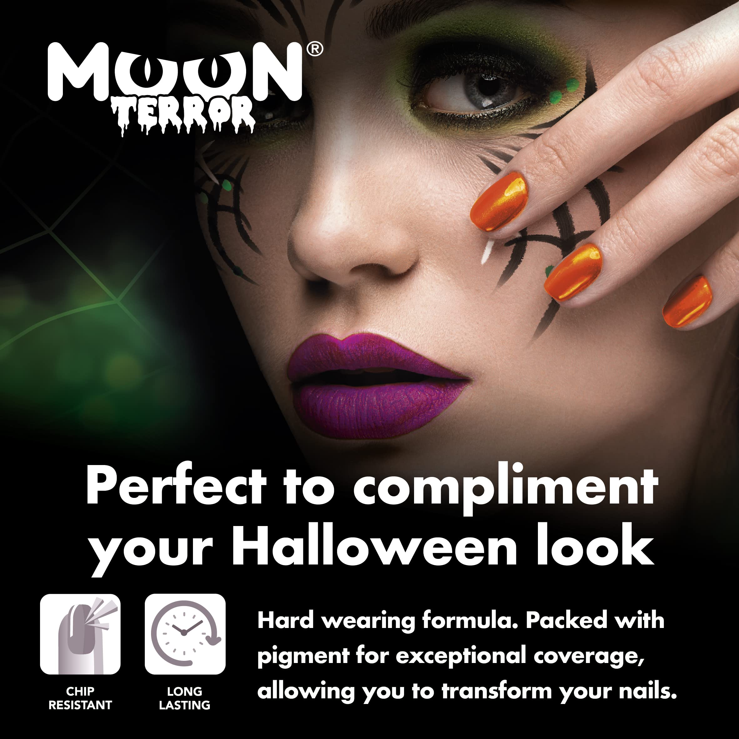 Moon Terror Halloween Nail Polish Set - 4 Colors (10ml Each) for Spooky Nail Art, Costume Parties & Trick-or-Treating