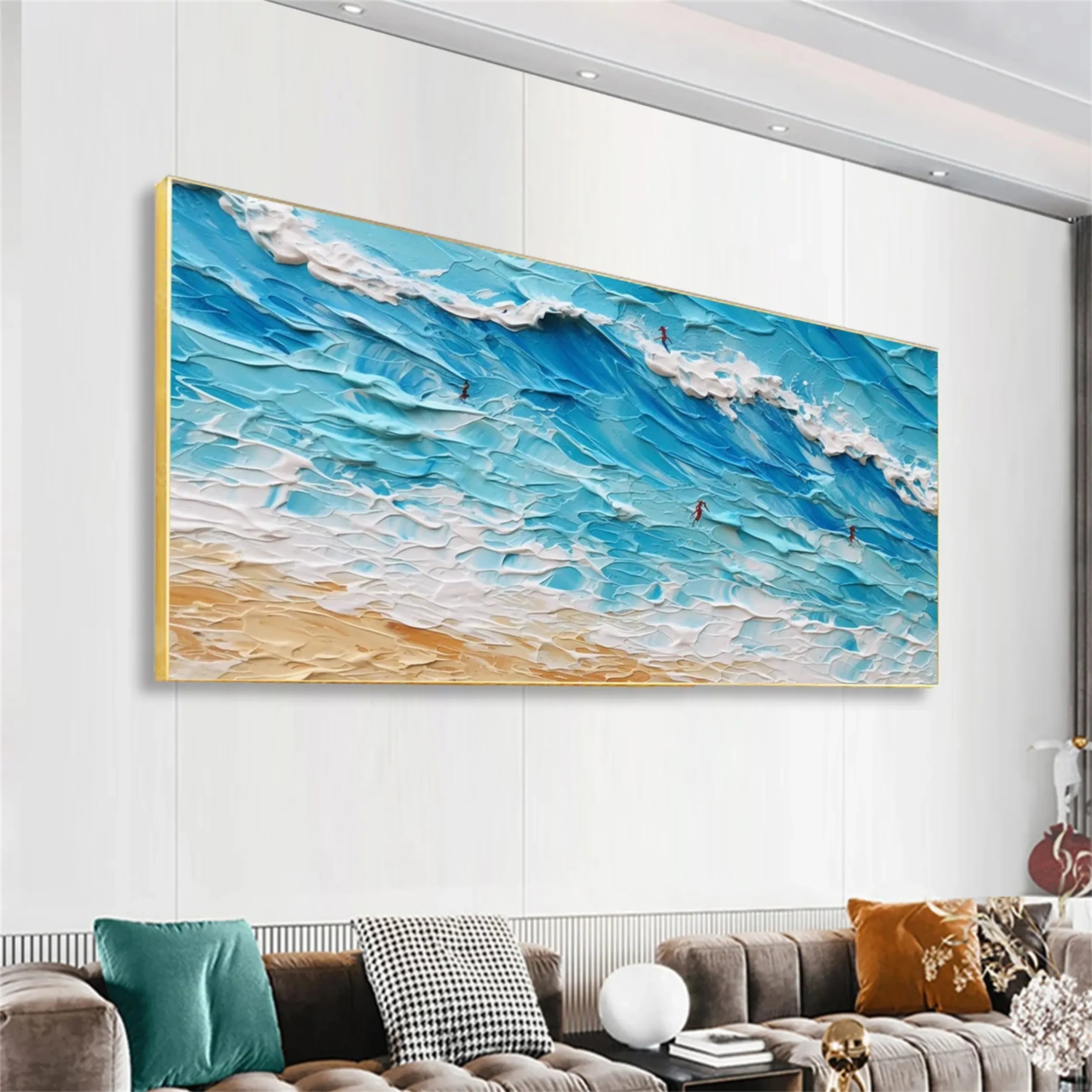 Seascape and Snowy Peak Landscape Painting #SP013 - Perfect for Home Decor, Office Wall Art, and Gift Ideas