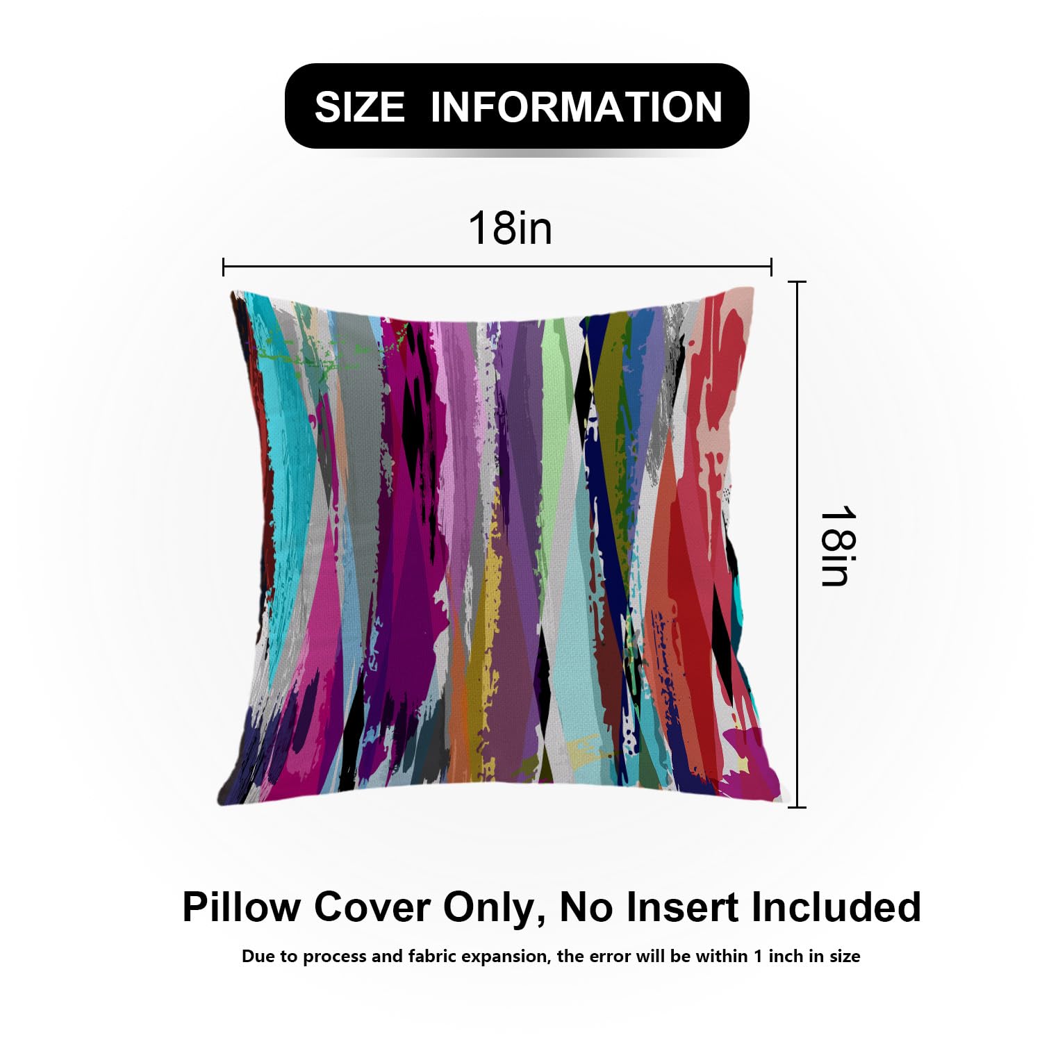 Shrahala Geometric Purple Outdoor Throw Pillow Cover Set of 2 - 18x18 Inch Water Resistant Linen Cushion Covers with Abstract Design for Sofa, Bed, Couch & Car - Perfect for Living Room Decor, Patio Furniture & Outdoor Seating