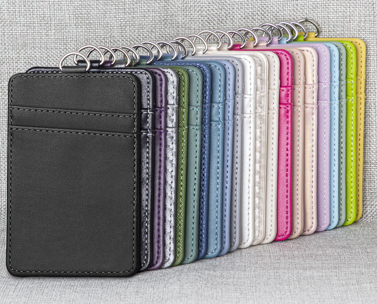 Leather Badge Holder with Retractable Lanyard - Office & School ID Card Accessory
