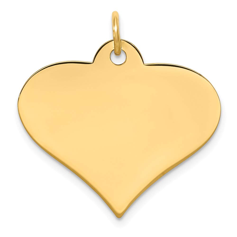 14K Yellow Gold Engravable Heart Disc Charm - 0.013 Gauge Fine Jewelry for Necklace & Bracelet - Romantic Gift for Anniversary, Valentine's Day & Special Occasions