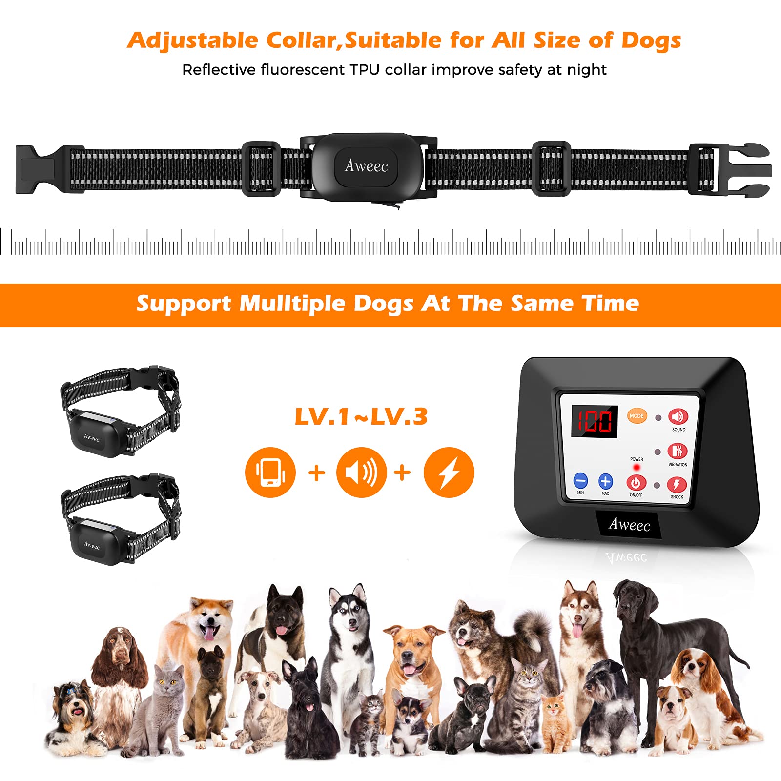 2024 Wireless Dog Fence System with Remote - Electric Pet Containment & Training Collar for Large/Medium Dogs (2 Dogs) | Adjustable Boundary Range | Perfect for Backyard, Farm & Outdoor Dog Training