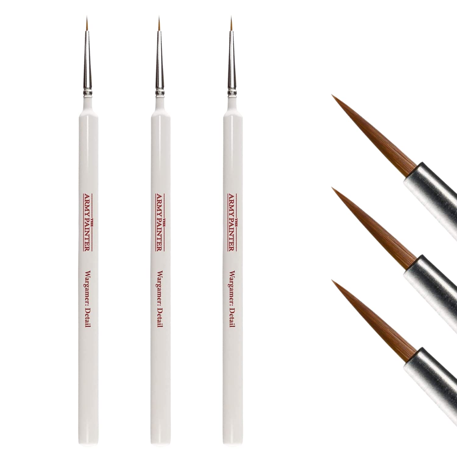 The Army Painter Wargamer: 3-Piece Fine Detail Paint Brush Set with Rotmarder Sable Hair - Small Model Paint Brushes for Miniatures, Warhammer, D&D & Tabletop Gaming - Perfect for Miniature Painting, Model Kits & Hobby Art Projects