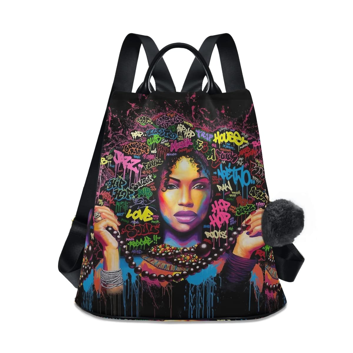 UMIRIKO African American Black Stylish Backpack Purse for Women & Girls - Trendy Travel Bag, School Backpack, Work Commute & Weekend Outings (20212828)