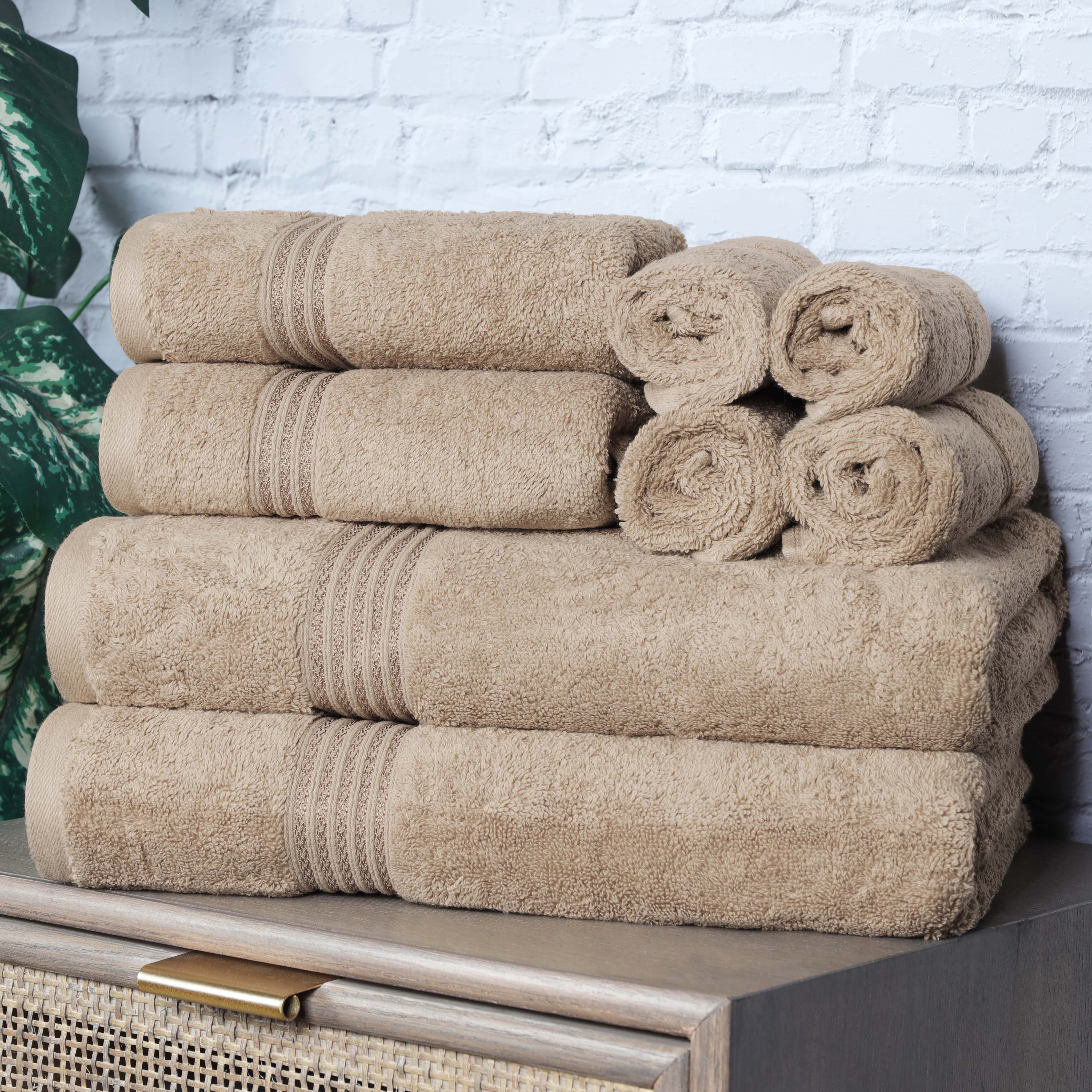 Premium Egyptian Cotton 8-Piece Bath Towel Set - Ultra Soft, Highly Absorbent & Quick-Drying - Perfect for Spa, Bathroom & Beach Use