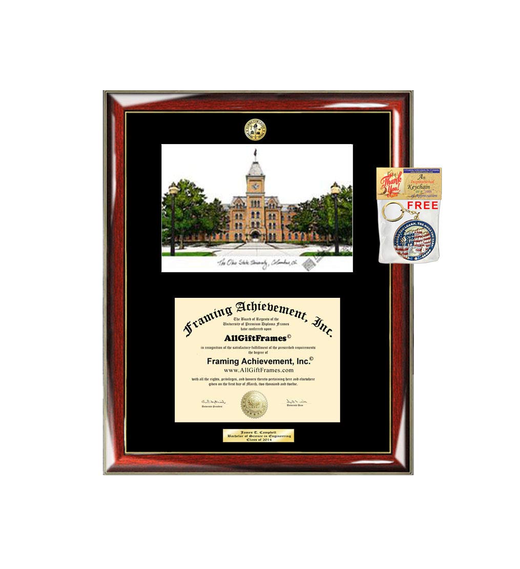 Ohio State University Diploma Frame with School Logo - OSU Graduation Plaque for Degree Display - Gold Accents & Black Mat - Perfect College Graduation Gift for Alumni & Family - Home Office Decor & Wall Display