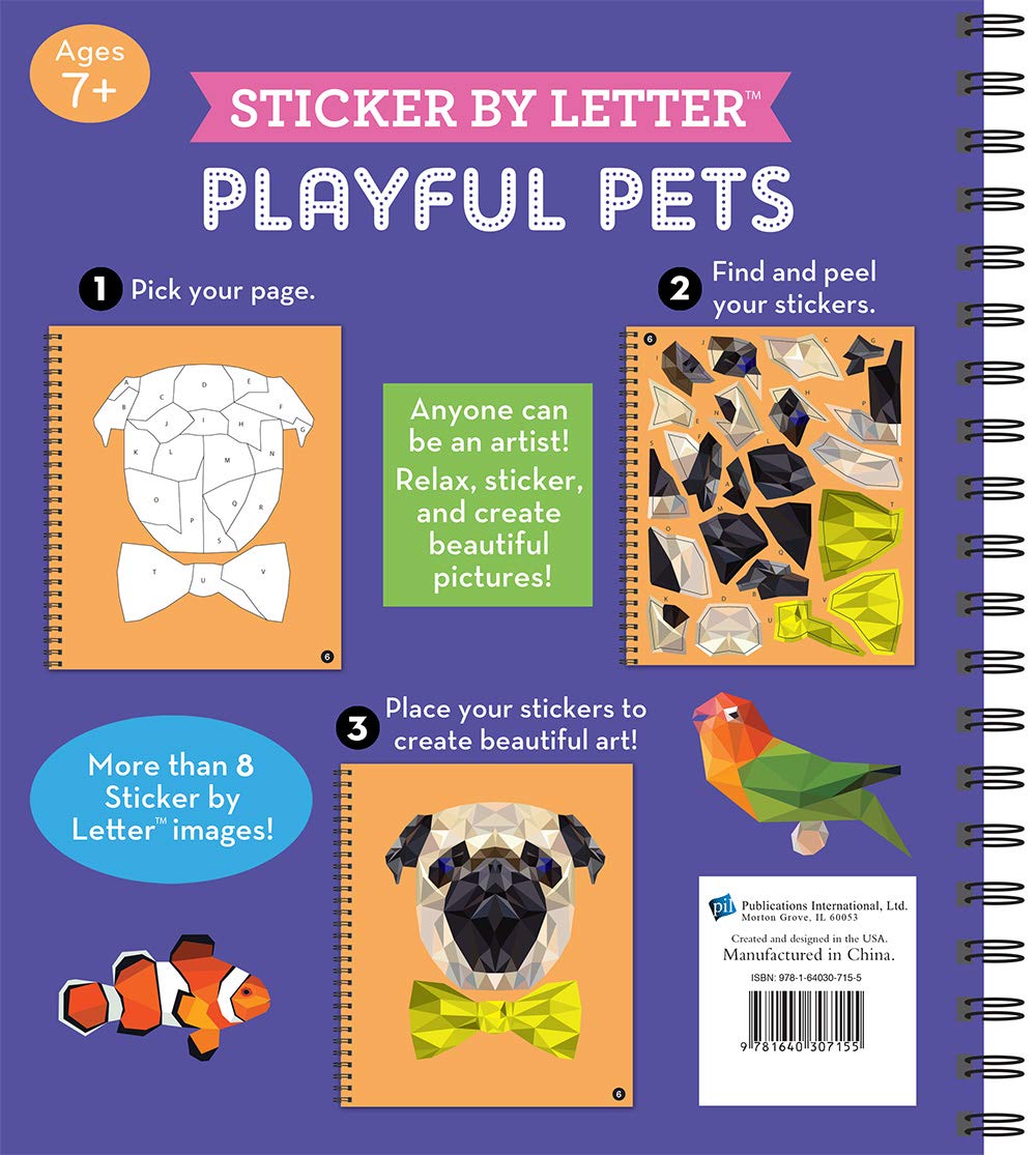 Playful Pets Sticker by Letter - Kids Activity Book for Brain Games & Learning Fun