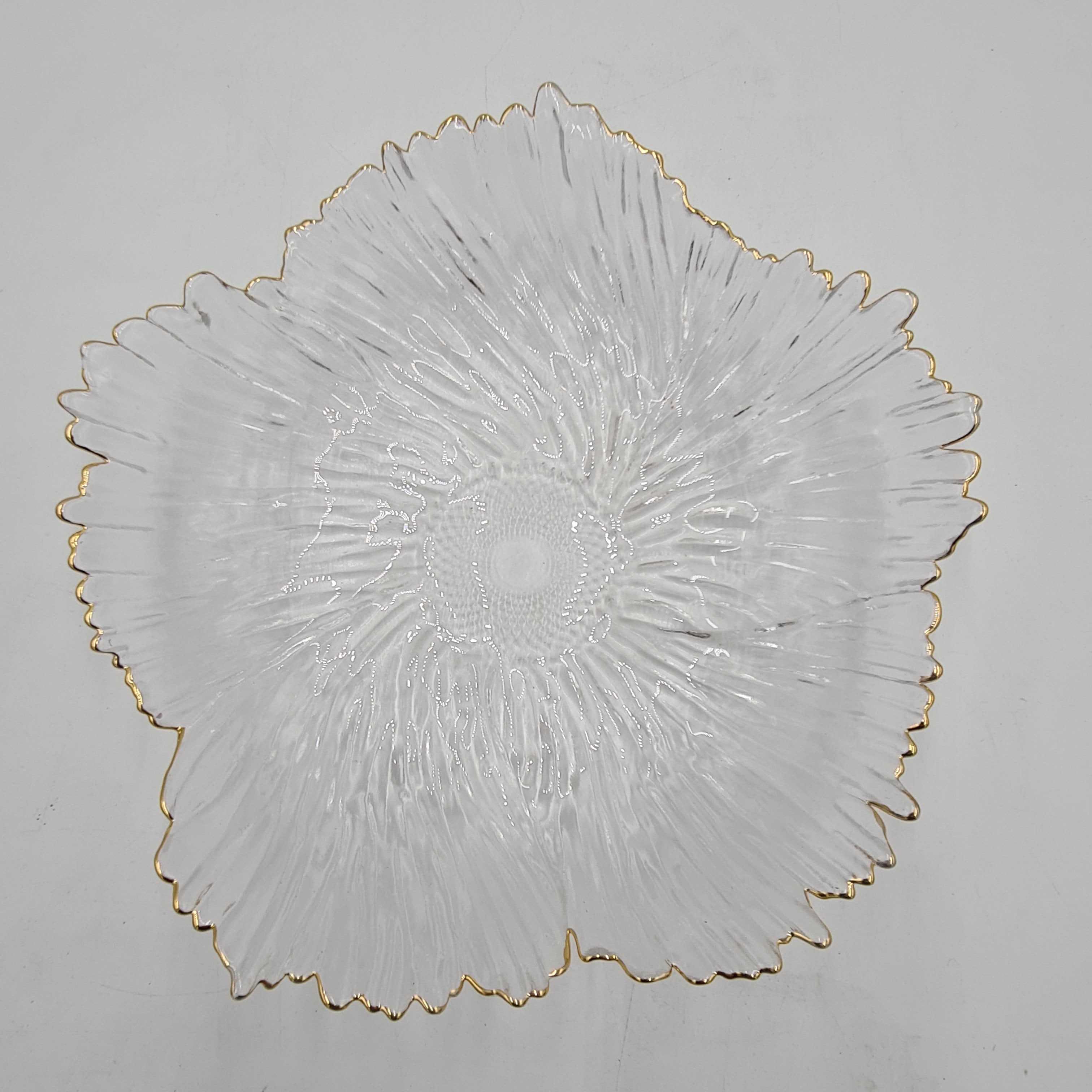 11.75x3 Inch Gold Rim Flower Shape Plate - Elegant Decorative Serving Dish for Parties, Weddings, and Home Decor
