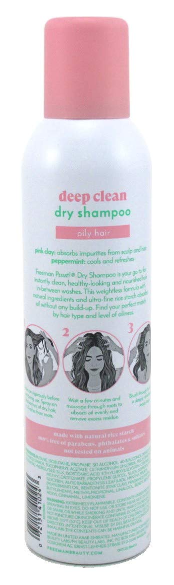 Psssst Deep Clean Dry Shampoo for Oily Hair - 5.3oz Travel Size | Refresh Hair Between Washes for Workouts, Travel & Busy Mornings