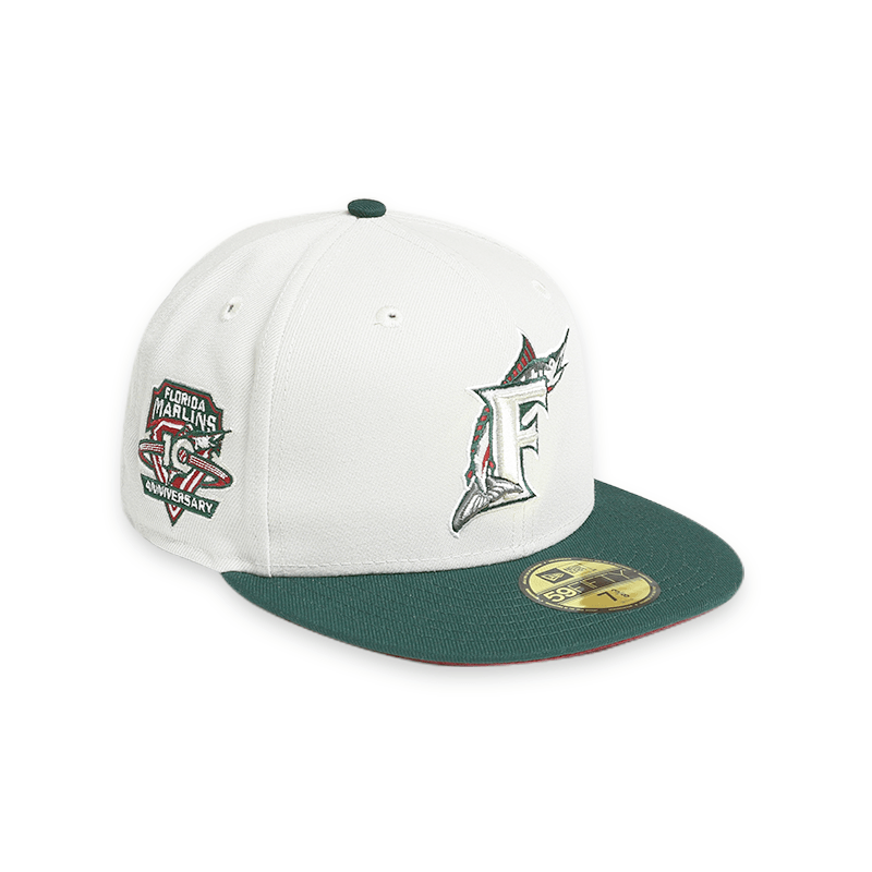 Florida Marlins 10th Anniversary White 59FIFTY Fitted Hat for Men - Official MLB Baseball Cap for Sports Fans & Collectors - Perfect for Games, Gifts, and Casual Wear