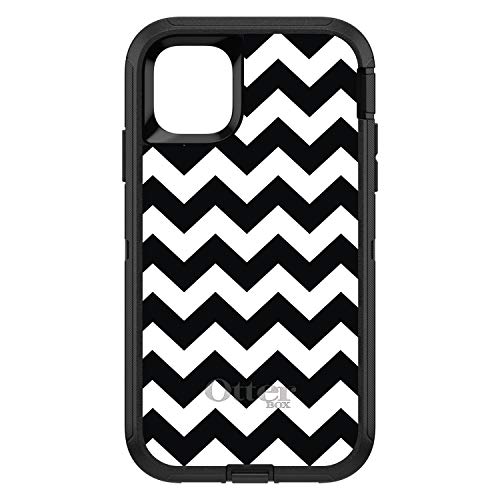 Black & White Chevron Stripes On Black Case