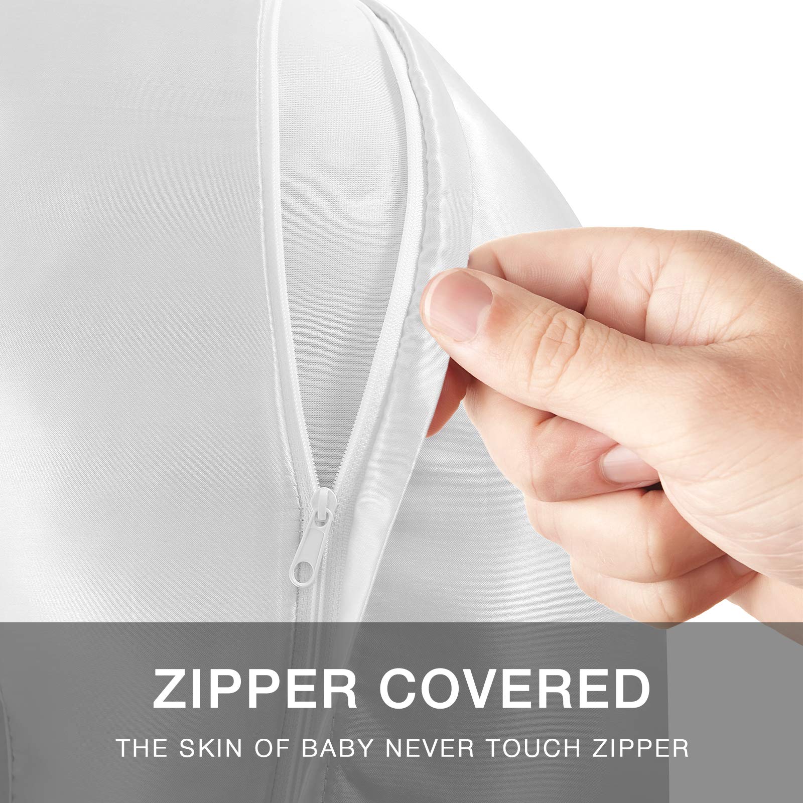 Premium Satin Nursing Pillow Cover 2-Pack - Soft Silk-Like Feeding Pillow Slipcovers for Breastfeeding Moms - Fits Standard Baby Nursing Pillows (Gray & White) - Perfect for Comfortable Nursing at Home or On-The-Go