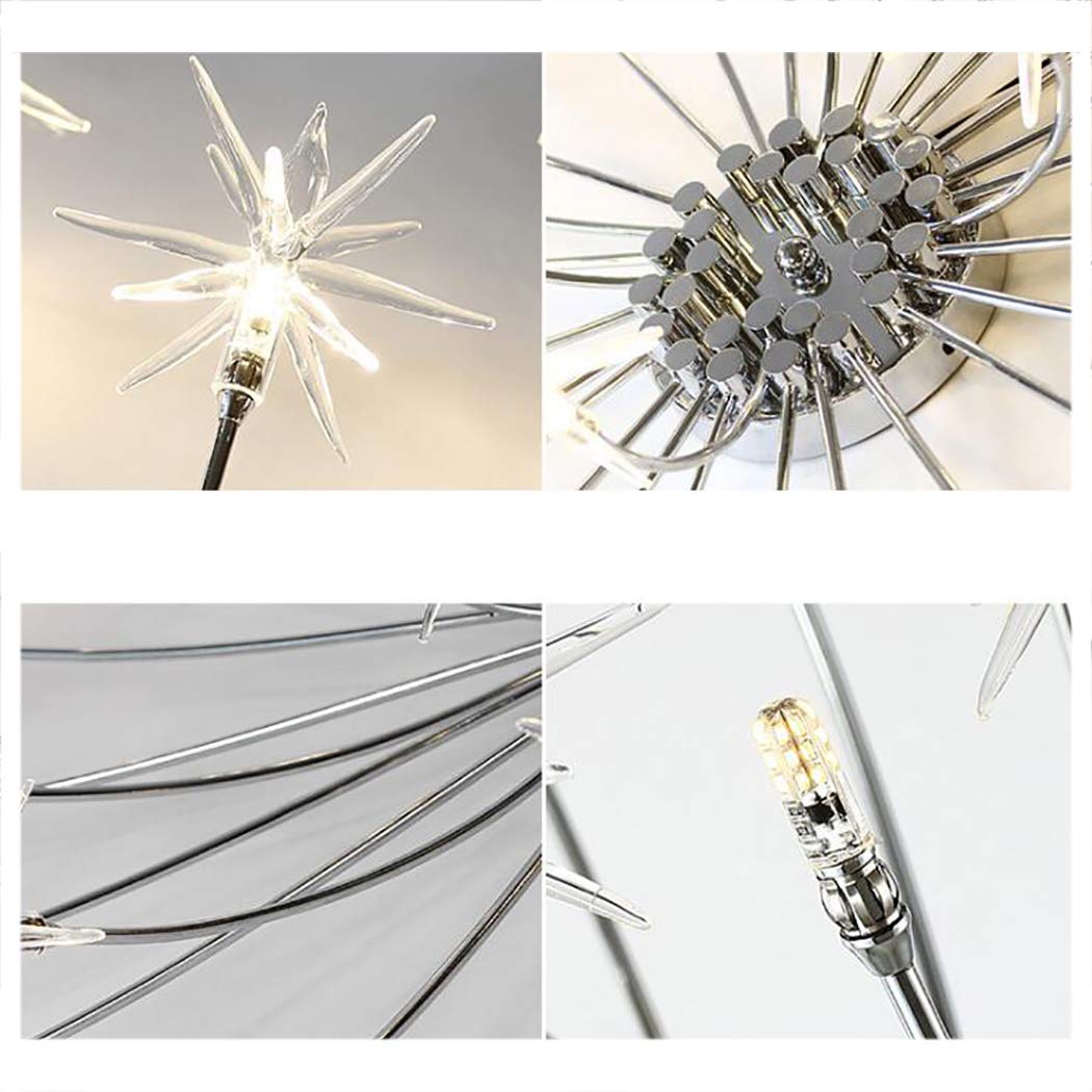 Modern LED Chandelier - Crystal Glass Meteor Shower Pendant Light with Dandelion Design, G4 No Light Source - Elegant Home & Office Lighting for Living Room, Bedroom, Dining Area
