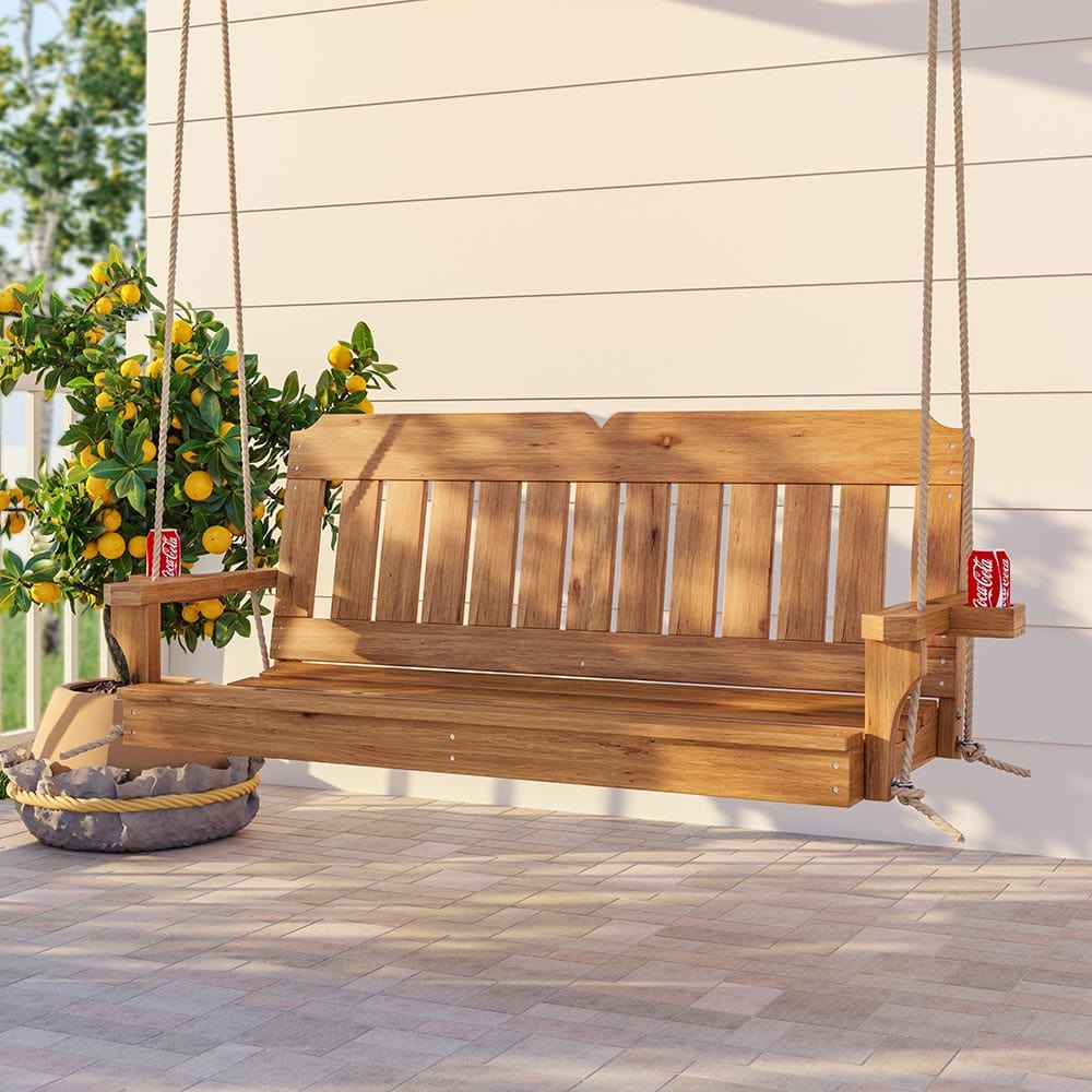 Texas Cedar Co. 4ft Victorian Style Red Cedar Porch Swing - Outdoor Patio Garden Hanging Bench for Relaxing & Decoration