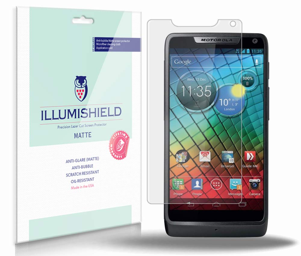 iLLumiShield Matte Screen Protector for Motorola RAZR I (XT890) - 3 Pack Anti Glare, Anti Bubble, Anti Fingerprint PET Film - Perfect for Outdoor Use and Daily Protection