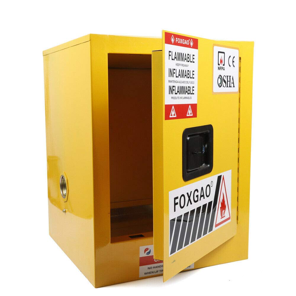4 Gallon Flammable Safety Storage Cabinet - Heavy Duty Galvanized Steel Chemical Cabinet for Garage, Workshop & Laboratory | OSHA Compliant Fireproof Cabinet for Paint, Gasoline & Hazardous Liquids
