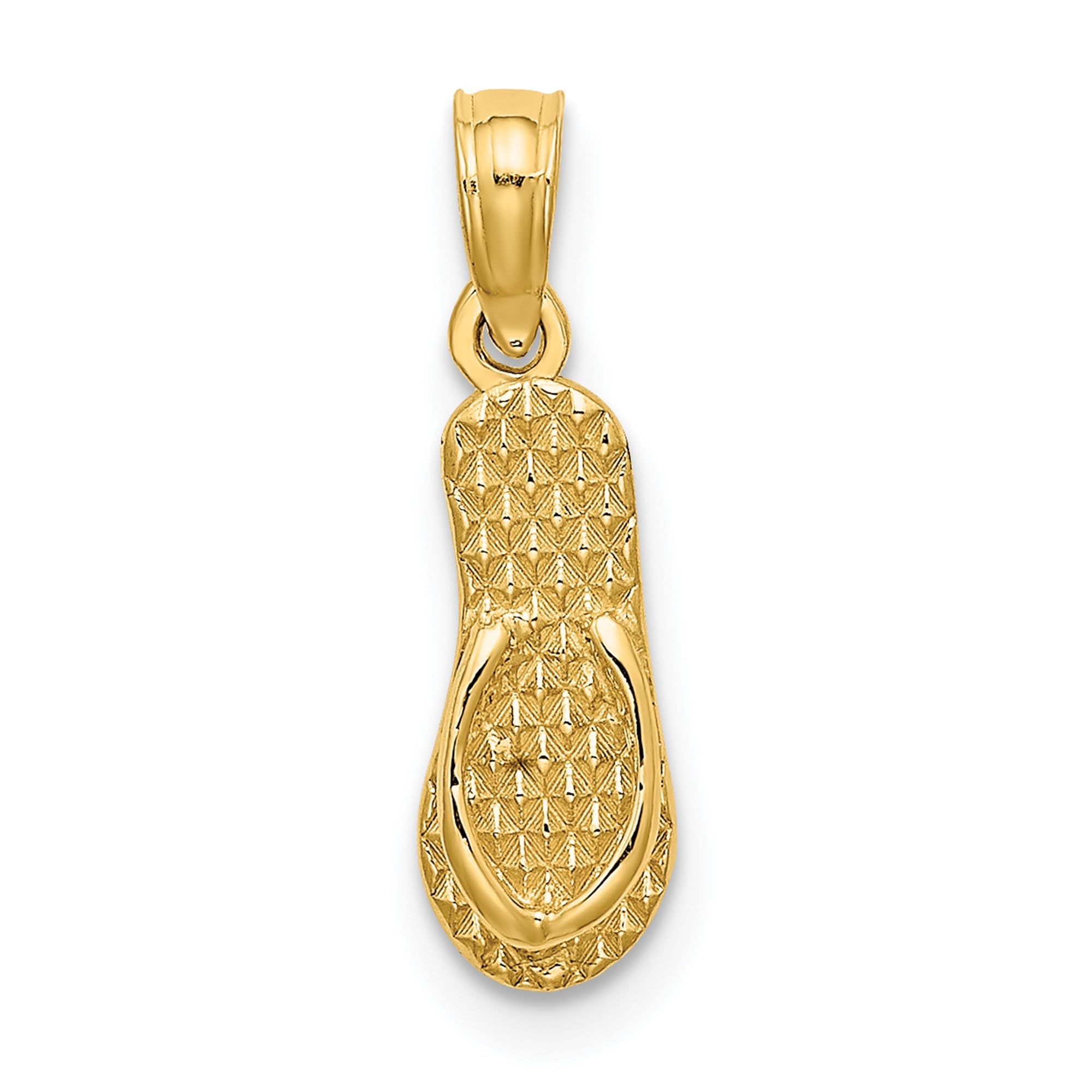 14K Solid Yellow Gold Lbi Long Beach Island Hawaiian Flip Flop Necklace - Sandals Pendant Charm for Beach Vacation, Summer Jewelry Gift for Women - Perfect for Ocean Getaways, Tropical Holidays & Coastal Fashion Accessories