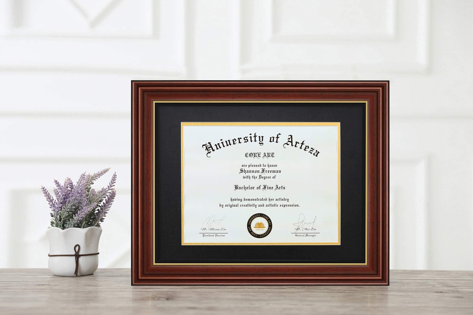 Premium Cherry & Chocolate Diploma Frames with Blue Gold & Black Gold Mats - Set of 2 for Graduation, Office Decor & Wall Display