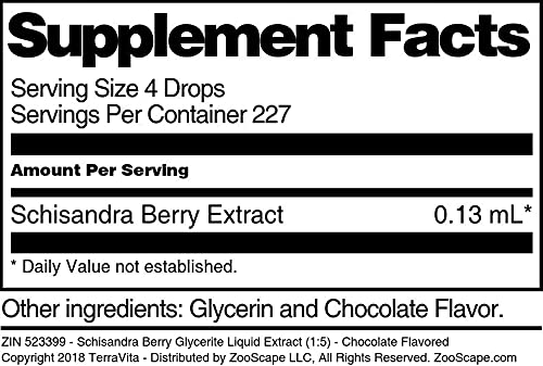 Organic Schisandra Berry Glycerite Liquid Extract (1:5) - Chocolate Flavored Herbal Supplement - 1 oz Bottle (2 Pack) - Antioxidant Support for Stress Relief & Immune Boost - Perfect for Smoothies, Teas & Wellness Drinks