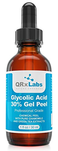 QRxLabs 30% Glycolic Acid Peel Gel - Professional Grade Chemical Exfoliant with Chamomile & Green Tea for Acne Scars & Skin Renewal | At-Home Facial Treatment for Dark Spots & Uneven Texture