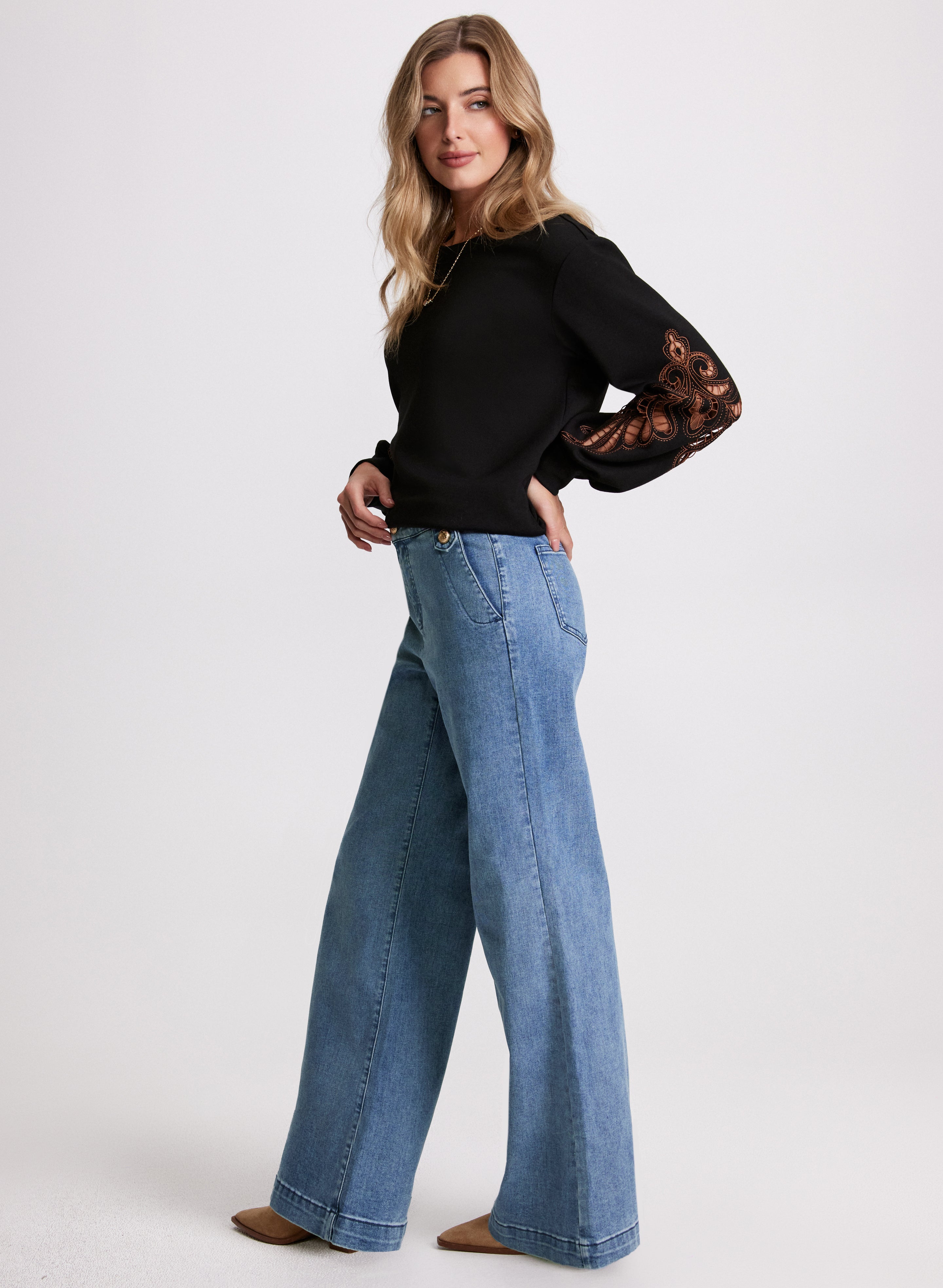 Vintage Faded Wide Leg Jeans for Women - High Waist Distressed Denim Pants - Casual & Boho Style for Everyday Wear, Street Fashion, and Music Festivals