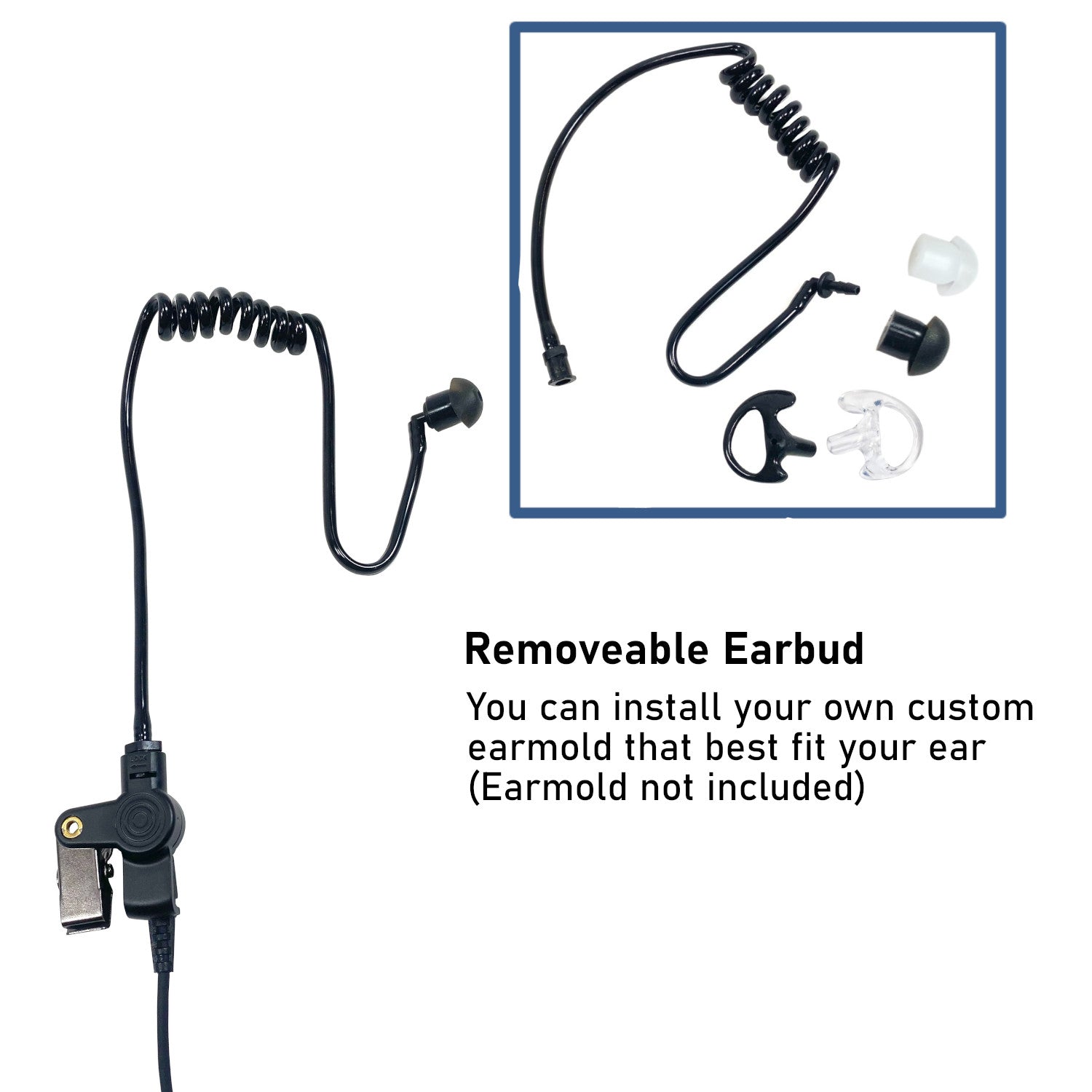 FBI Style Replacement Acoustic Tube for Two-Way Radio Headsets - Durable Spiral Coil Design for Clear Communication (Ideal for Security, Event Staff & Outdoor Adventures)