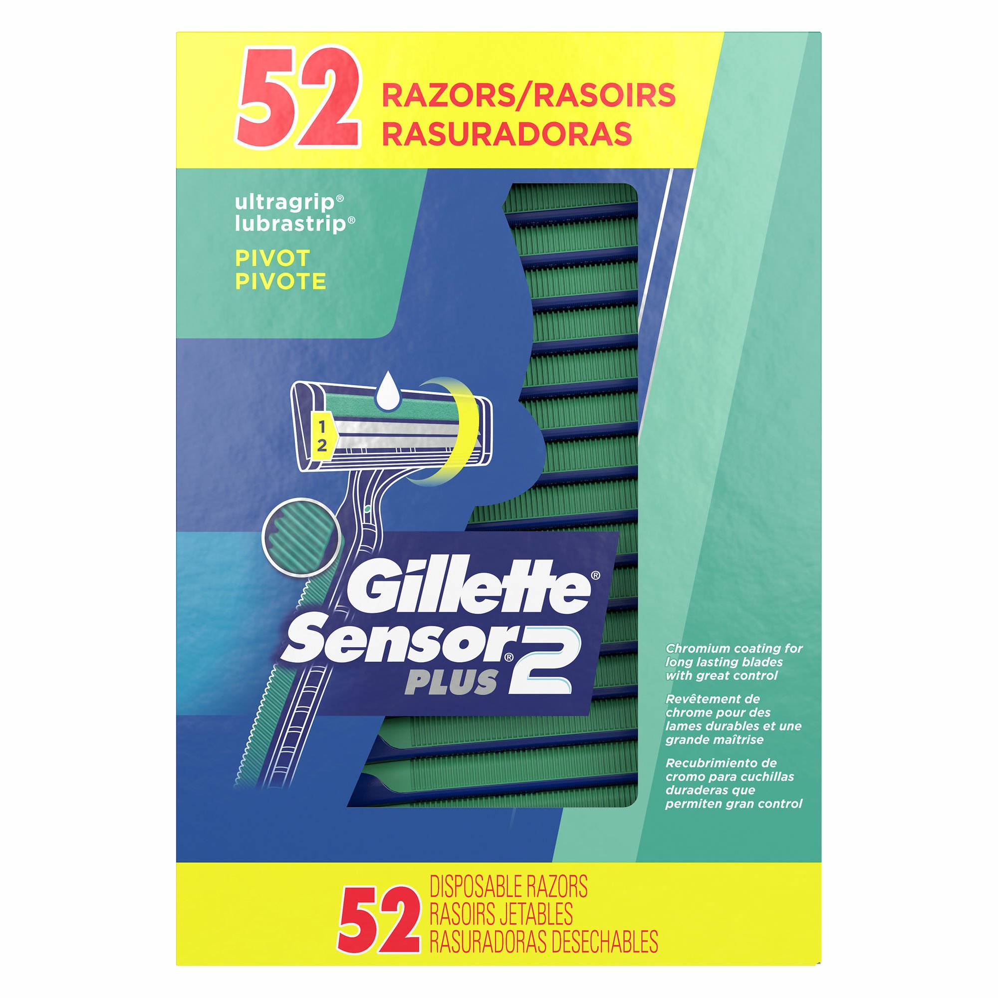 Gillette CustomPlus Disposable Razors 52 Count - Bulk Pack for Men's Shaving & Travel - Smooth Shave for Face, Legs & Body - Value Savings on Multi-Pack Razor Blades