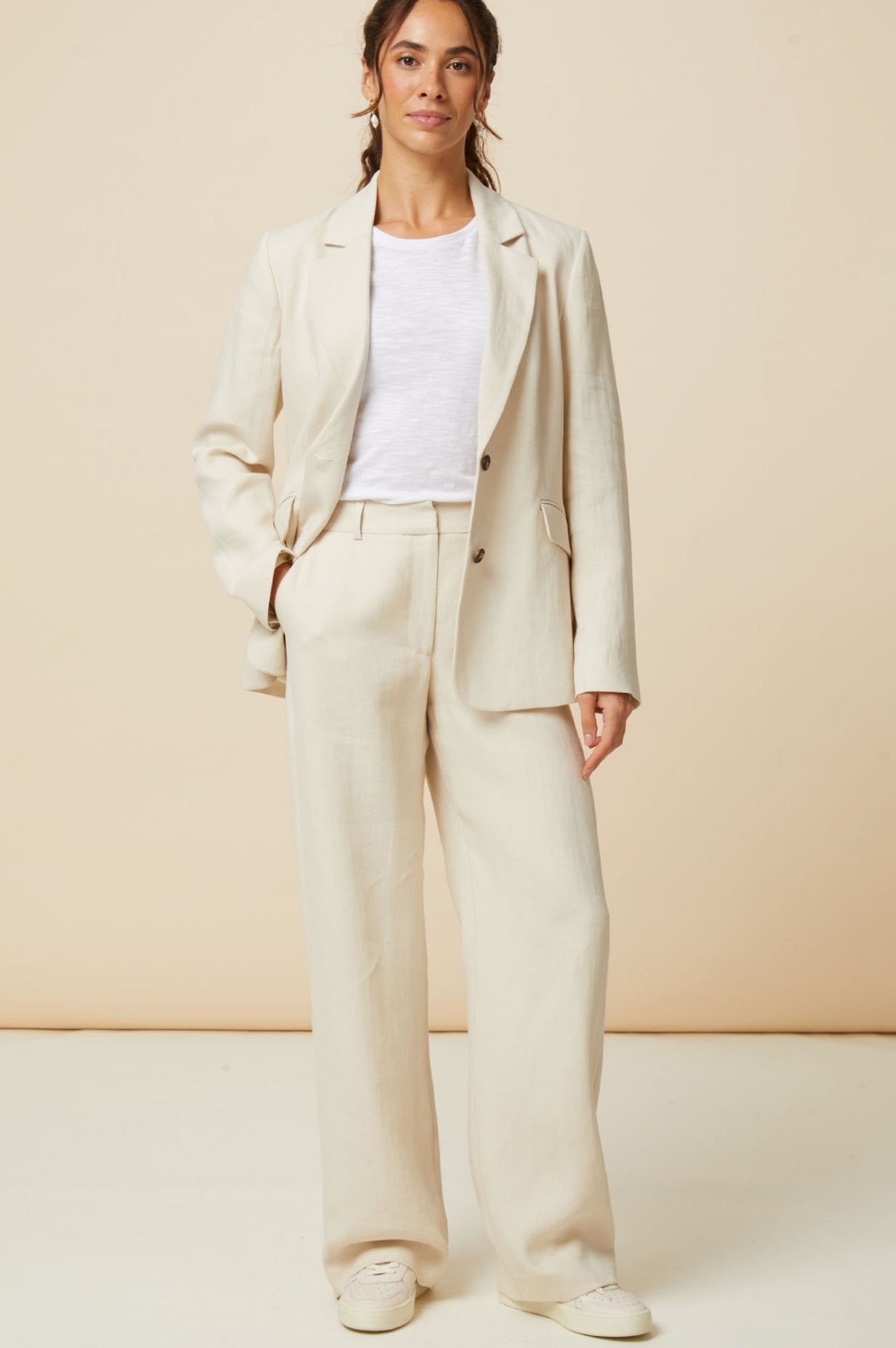 Premium Linen Blend Blazer for Women - Comfortable Oatmeal Color Lightweight Summer Jacket | Perfect for Office Wear, Business Meetings & Casual Outfits