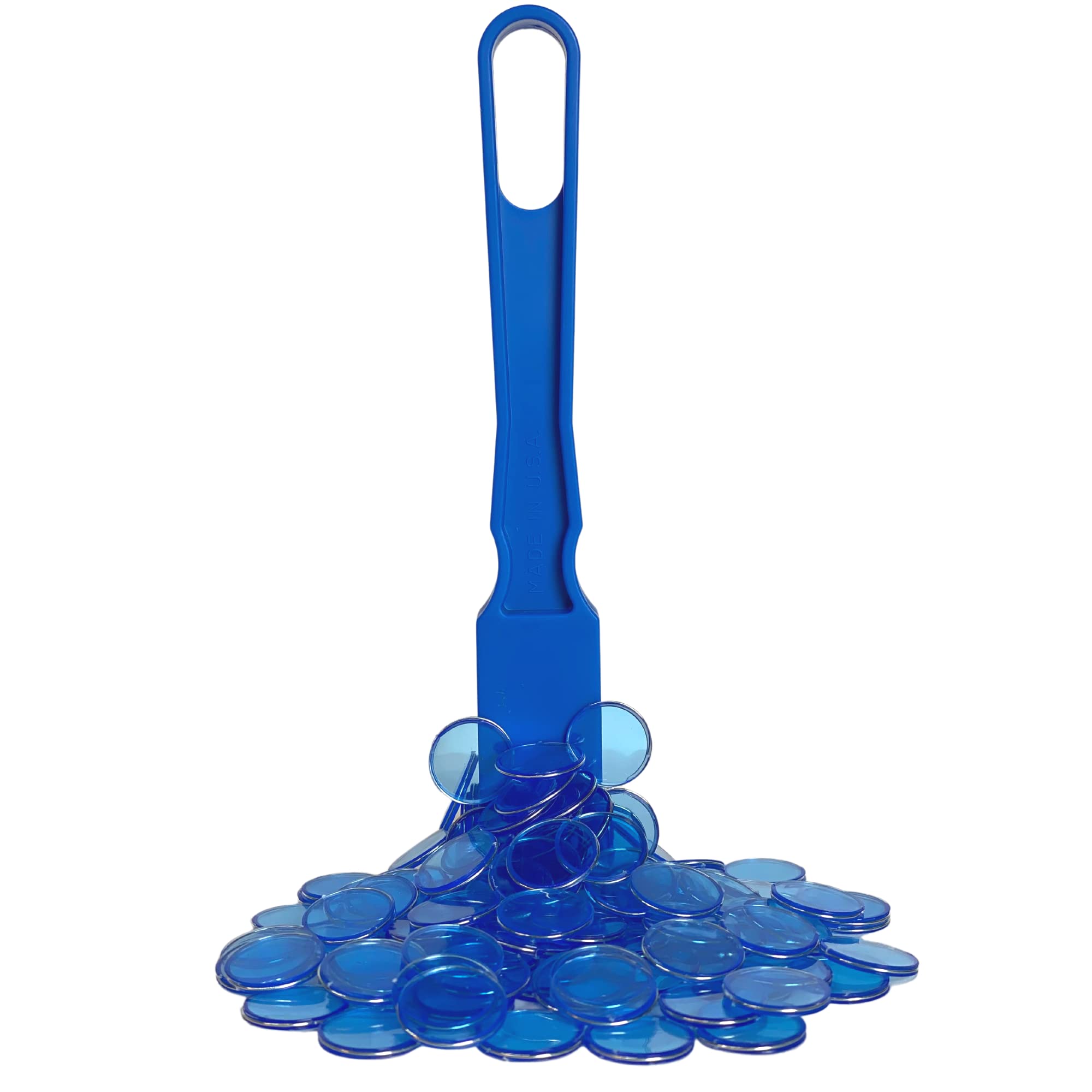 MR CHIPS Magnetic Wand with 100 Blue Bingo Chips | Made in USA | Perfect for Bingo Games, Casino Nights & Classroom Activities