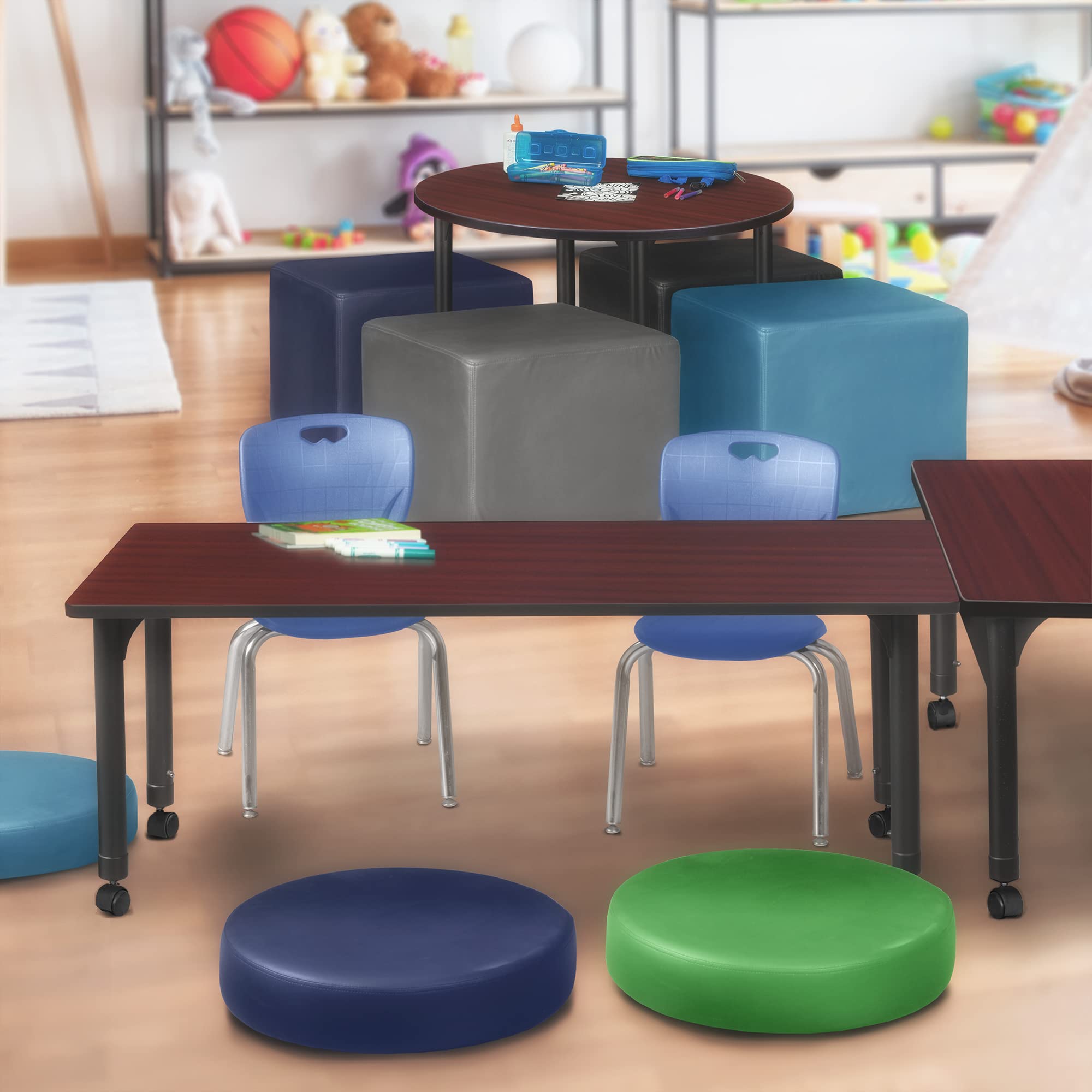 Regency Kee Adjustable Height Mobile Classroom Table Set with Two 12