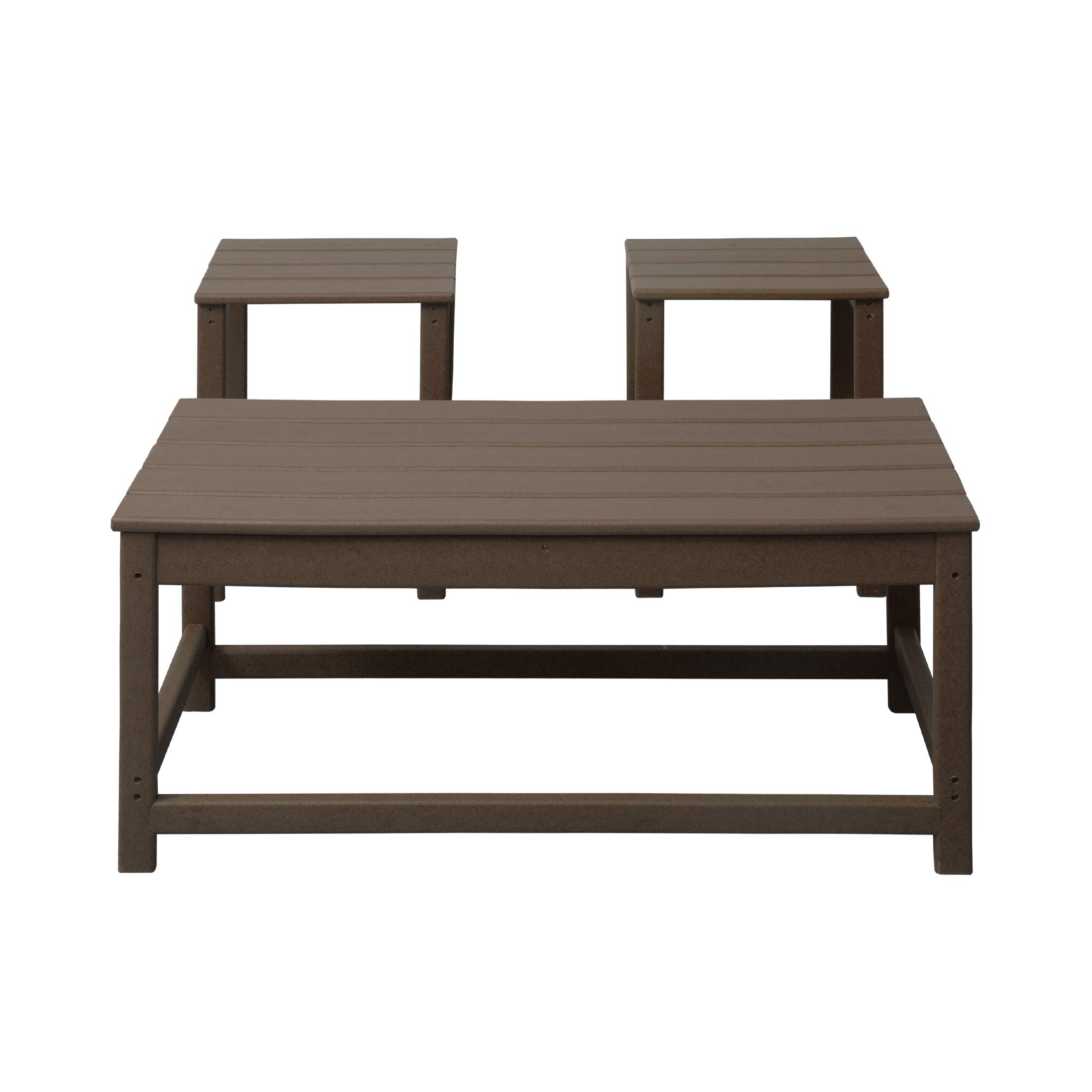 HDPE 2-Piece Side & Coffee Table Set for Adirondack Chairs - Weatherproof Outdoor Furniture for Patio, Garden, Backyard