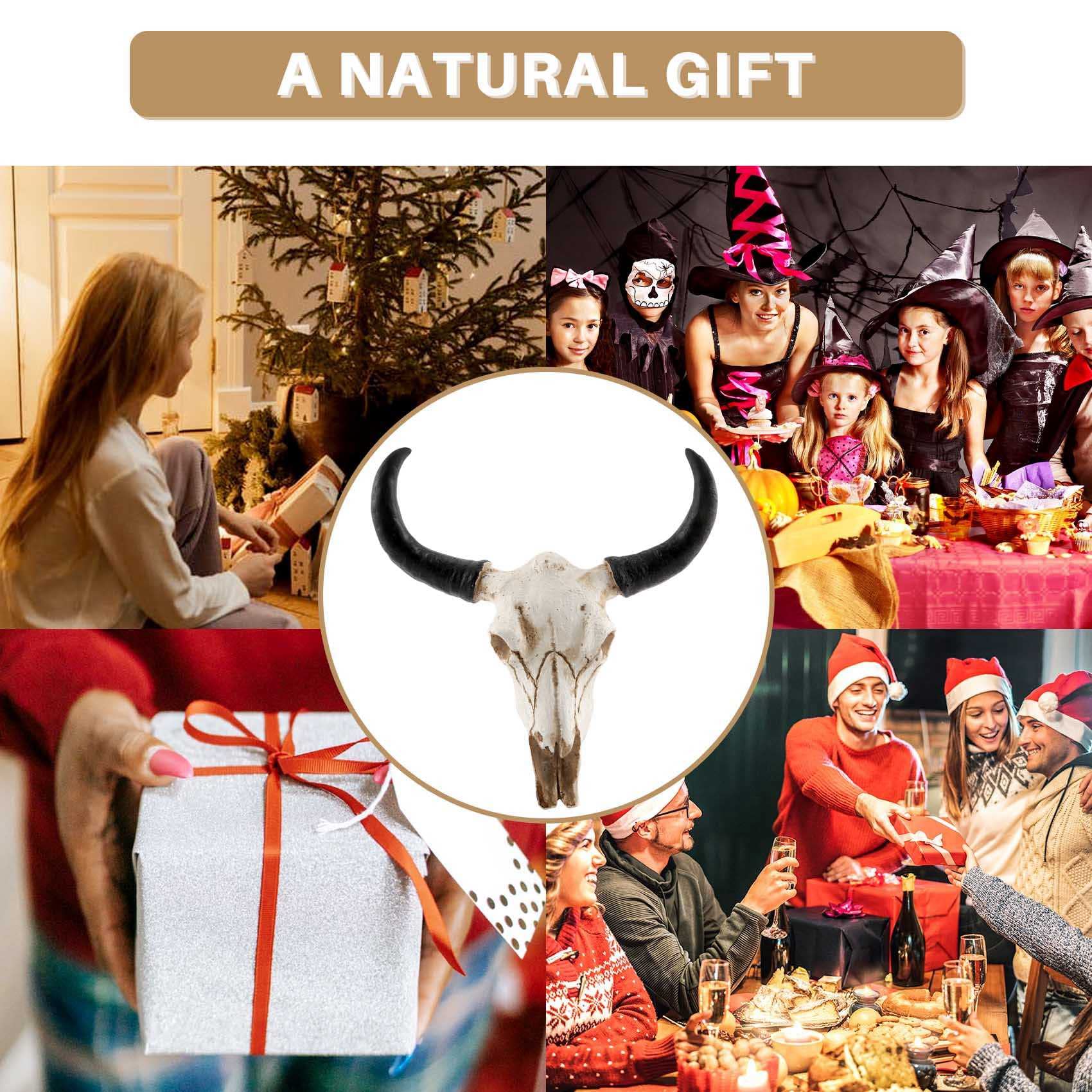 3D Resin Longhorn Cow Skull Wall Art - Wildlife Animal Sculpture for Western Home Decor, Halloween Party, Ranch & Farmhouse Wall Hanging Decoration